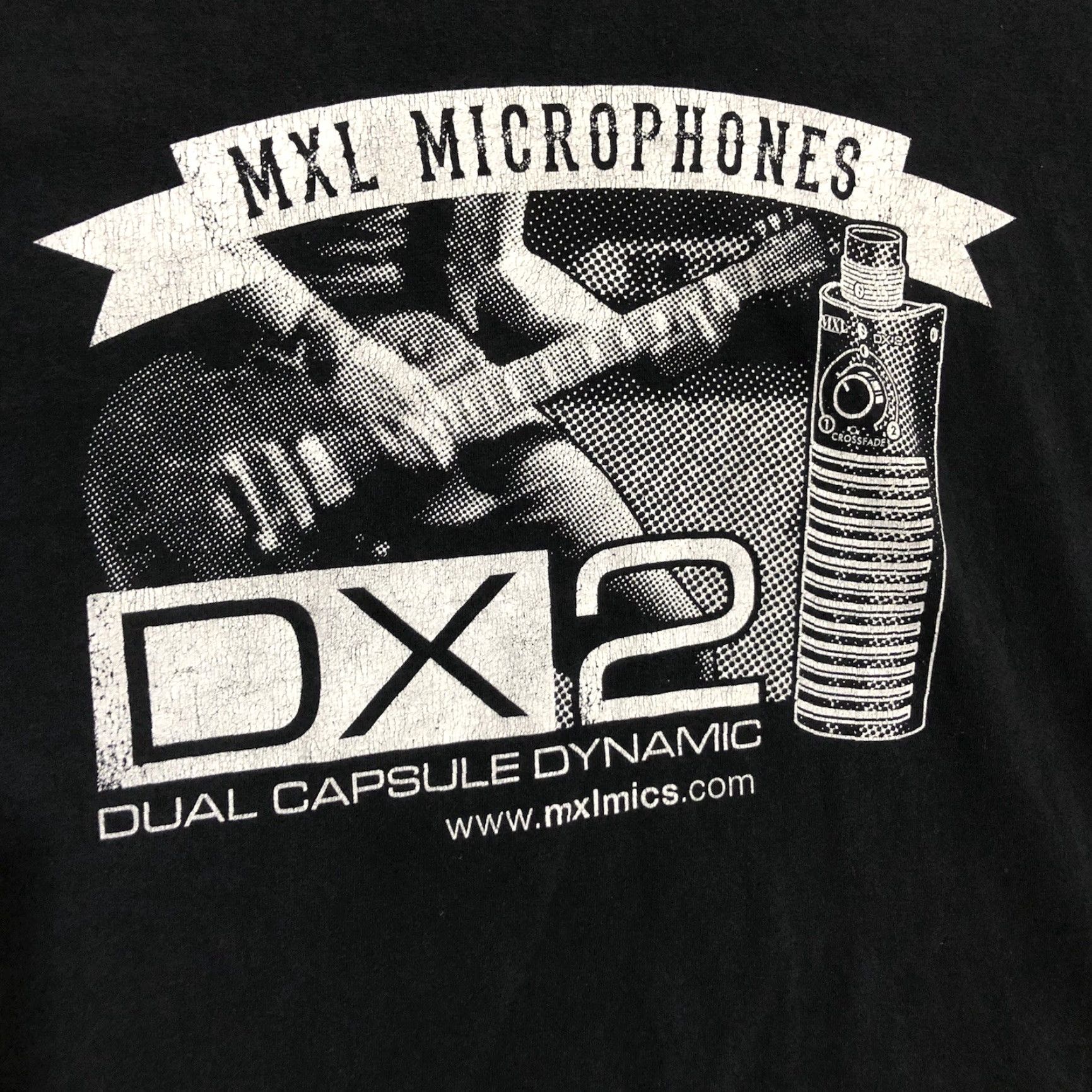 Fruit Of The Loom MXL Microphones DX2 Dual Capsule Dynamic Black Promotional T-Shirt Mens Large Shirt Crew Neck Short Sleeve Cotton Logo Rock Music Pro Audio Vintage No Size US L / EU 52-54 / 3 - 2 Thumbnail