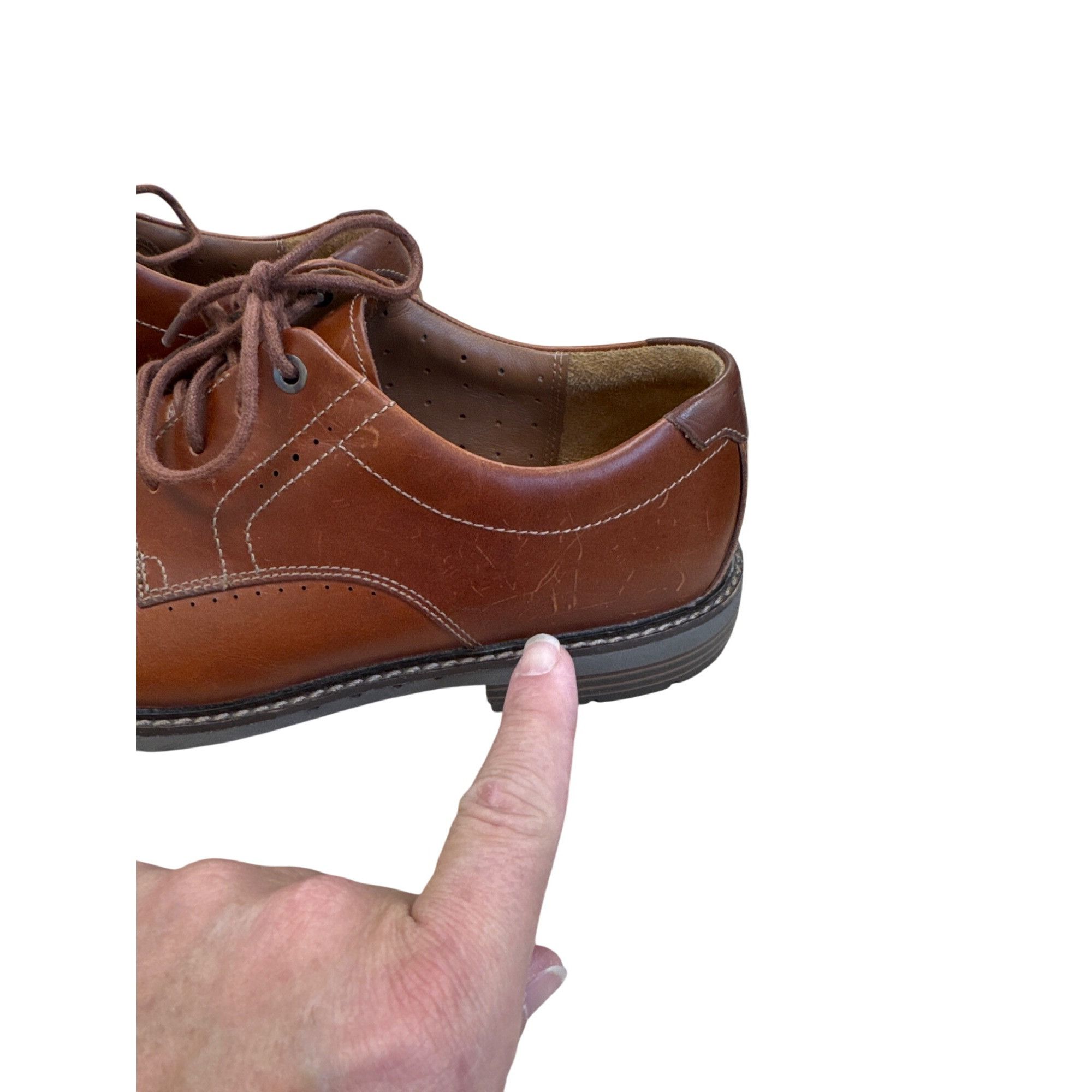 Clarks Clarks Mens Brown Leather Lace-Up Oxfords Shoes Size 9.5 SKU Size US 9.5 / EU 42-43 - 4 Thumbnail