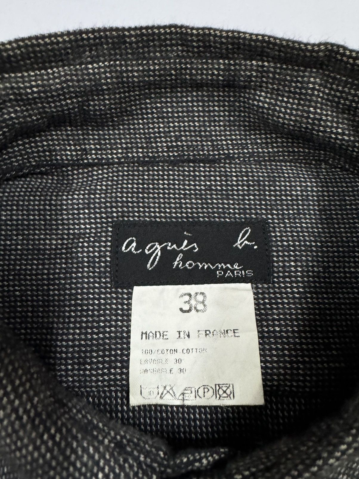 Vintage × agnes b. Vtg🔥Agnes b. Homme Twill Salt & Pepper Shirt Button Up Size US M / EU 48-50 / 2 - 15 Thumbnail