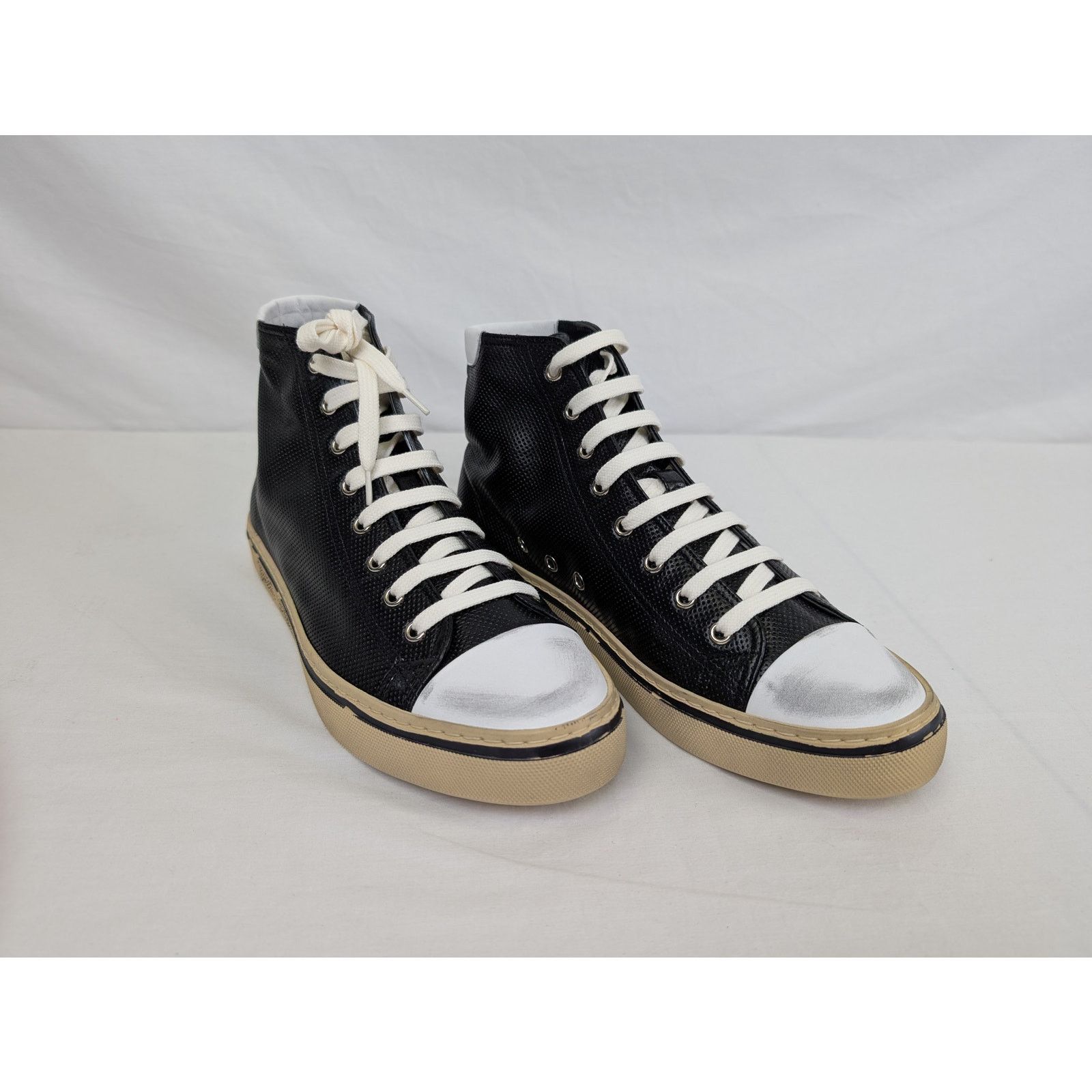 Saint Laurent Paris o1rshd1 Malibu Anilf Micr Boots Sneakers in Black/Beige Size US 9 / EU 42 - 5 Thumbnail