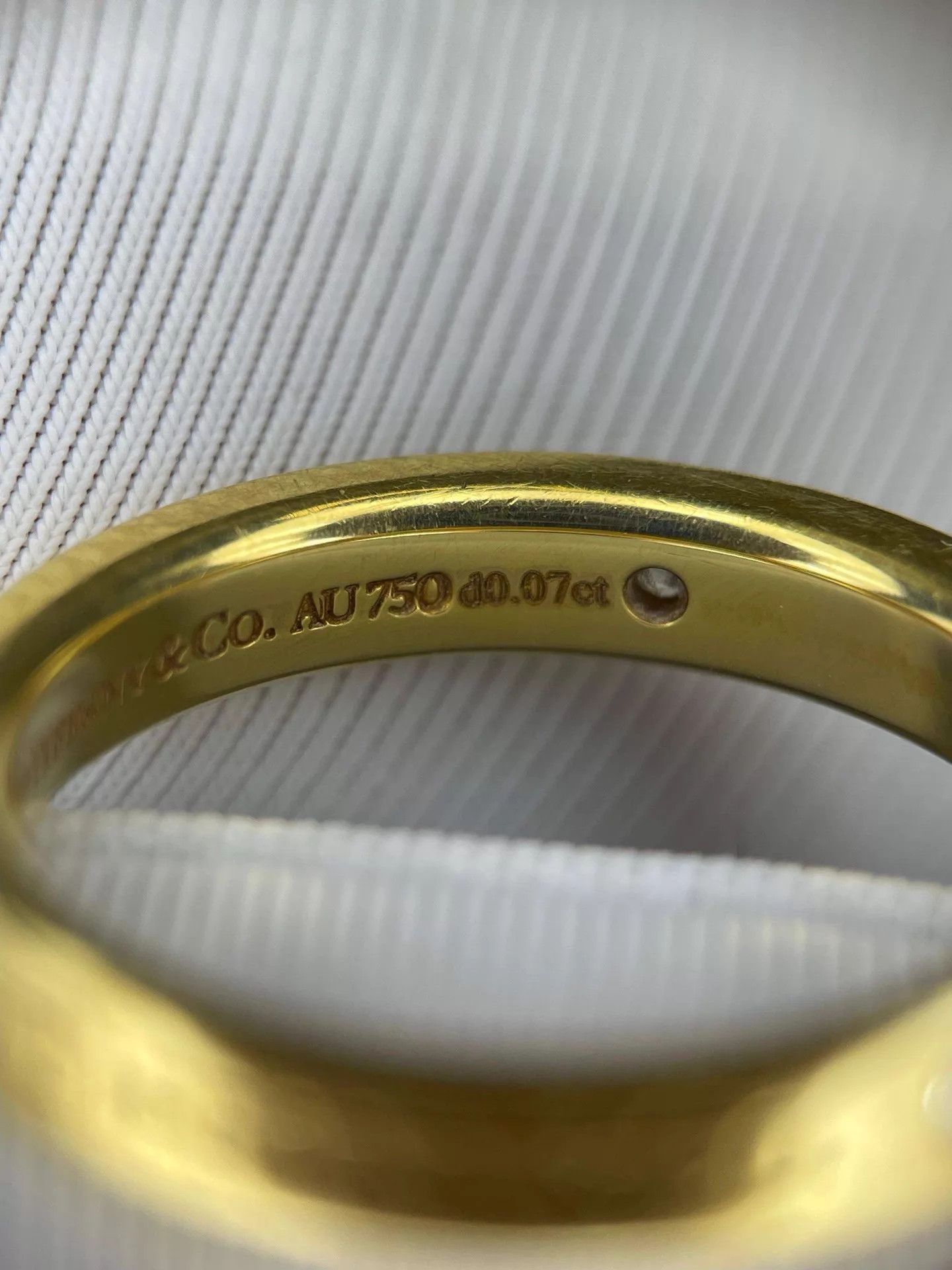 Tiffany & Co. Tiffany Gold Narrow 3-Diamond Initial Ring 49 No Accs Size ONE SIZE - 5 Thumbnail