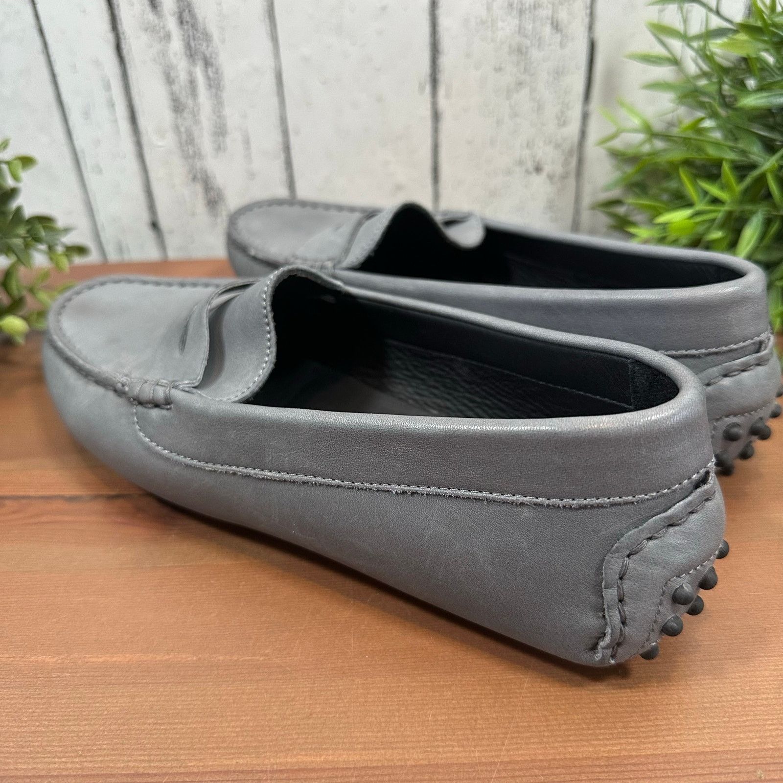 M. GEMI The Pastoso Grey Leather Penny Loafers