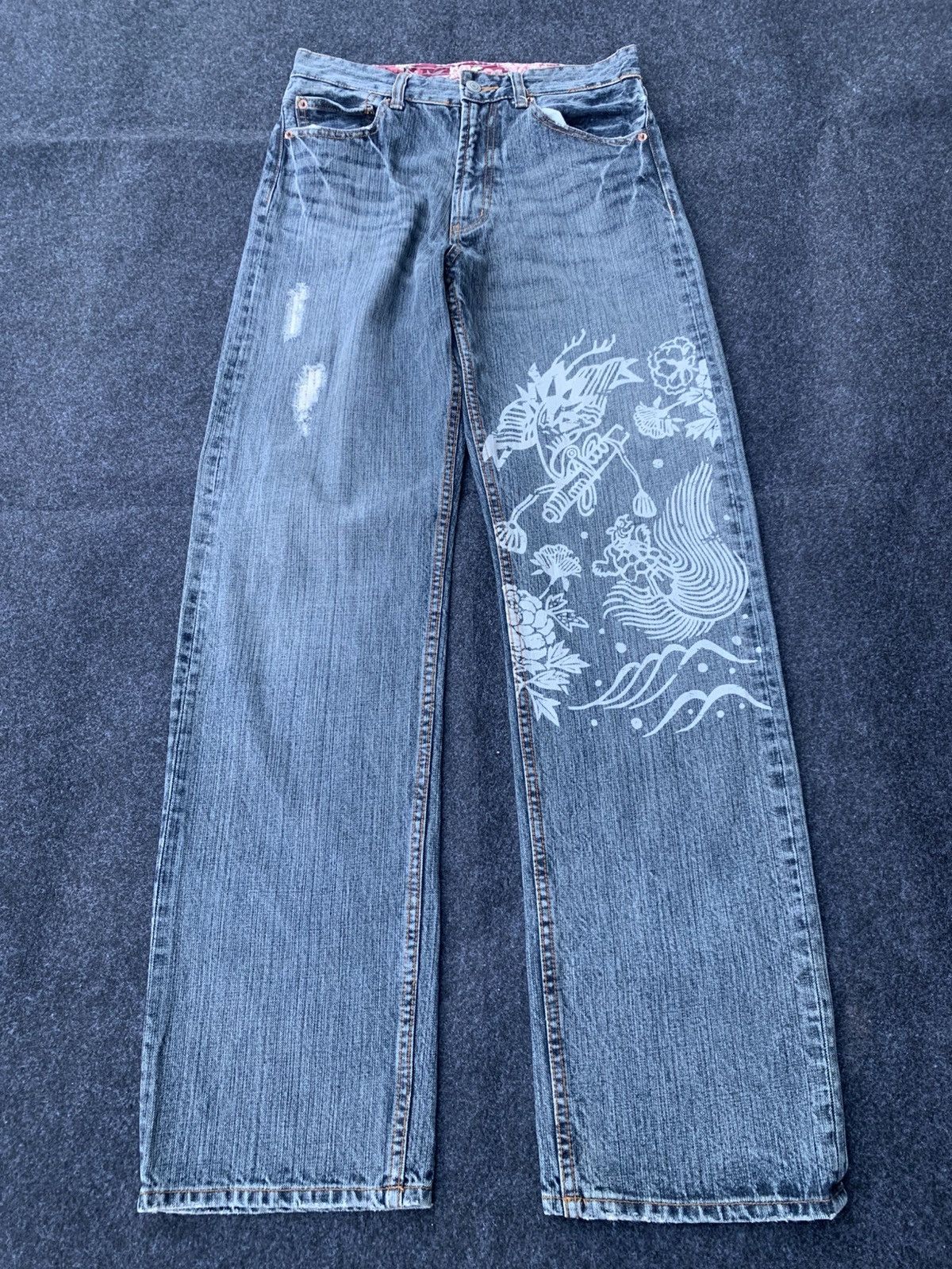 Karakuri Tamashii Distressed Sukajan jeans like karakuri tamashi Sukajan. Size US 28 / EU 44 - 1 Thumbnail