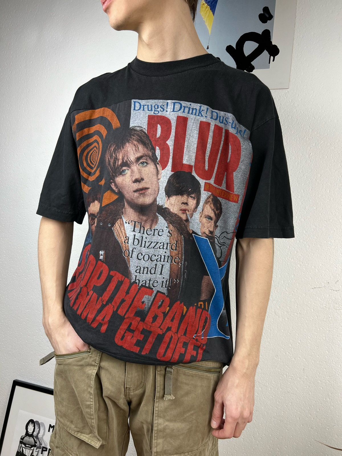 Band Tees Vintage 90s Blur Band T-shirt drugs drink Size US L / EU 52-54 / 3 - 2 Thumbnail