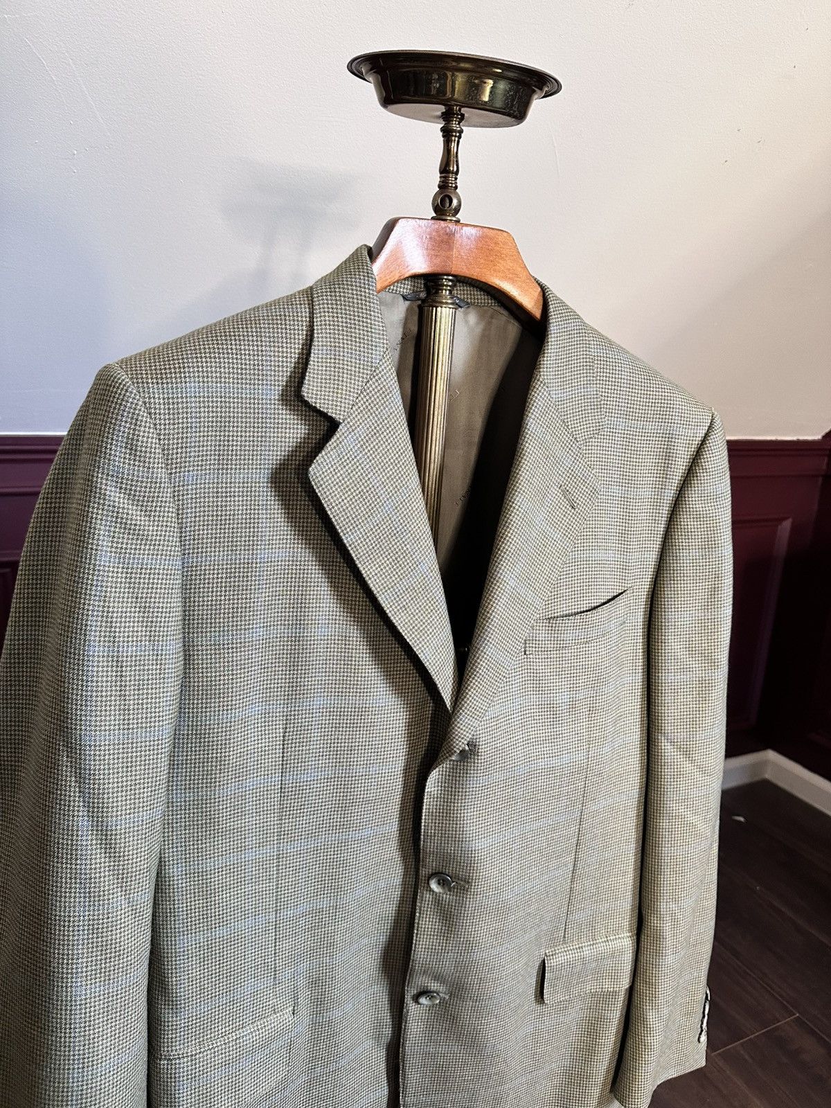 Canali 100% CASHMERE Exclusive Collection green tartan jacket Size 42L - 2 Thumbnail