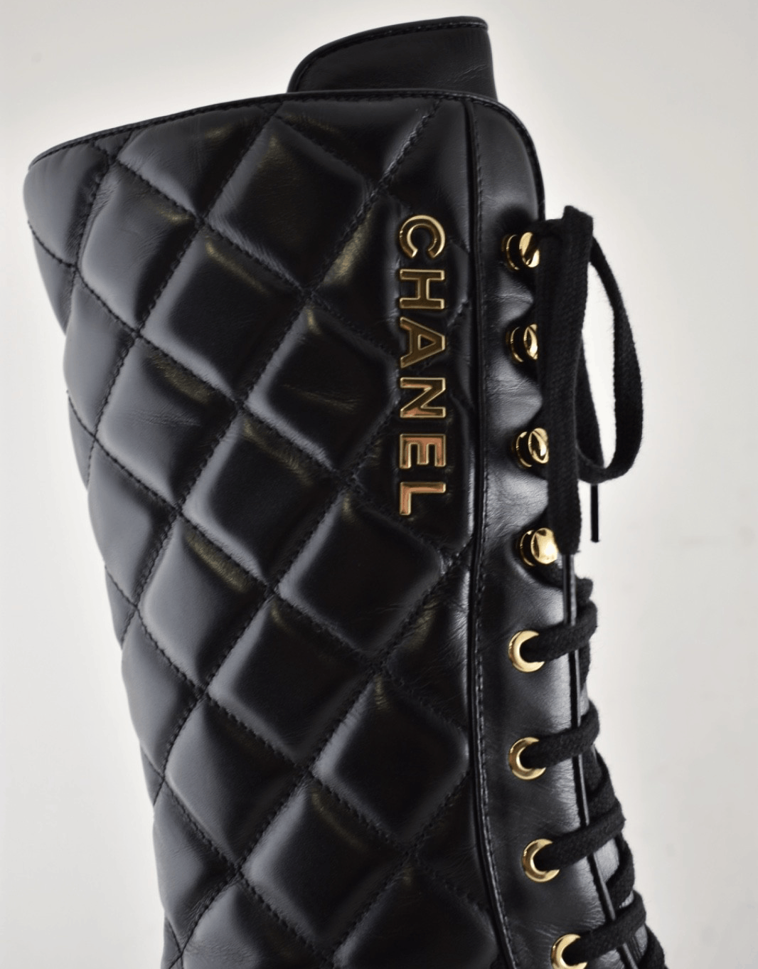 Chanel 24K Quilted Leather CC Combat Lace Military Tall Boot 38.5 Size US 8.5 / IT 38.5 - 3 Thumbnail