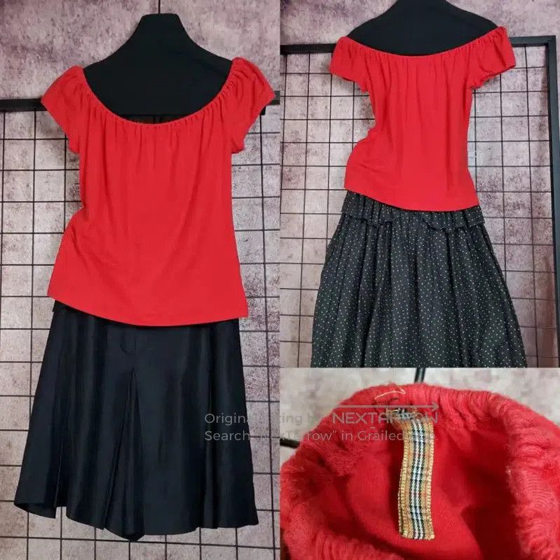 Burberry Burberry Red Off-Shoulder Short Sleeve Top. Size M / US 6-8 / IT 42-44 - 1 Thumbnail