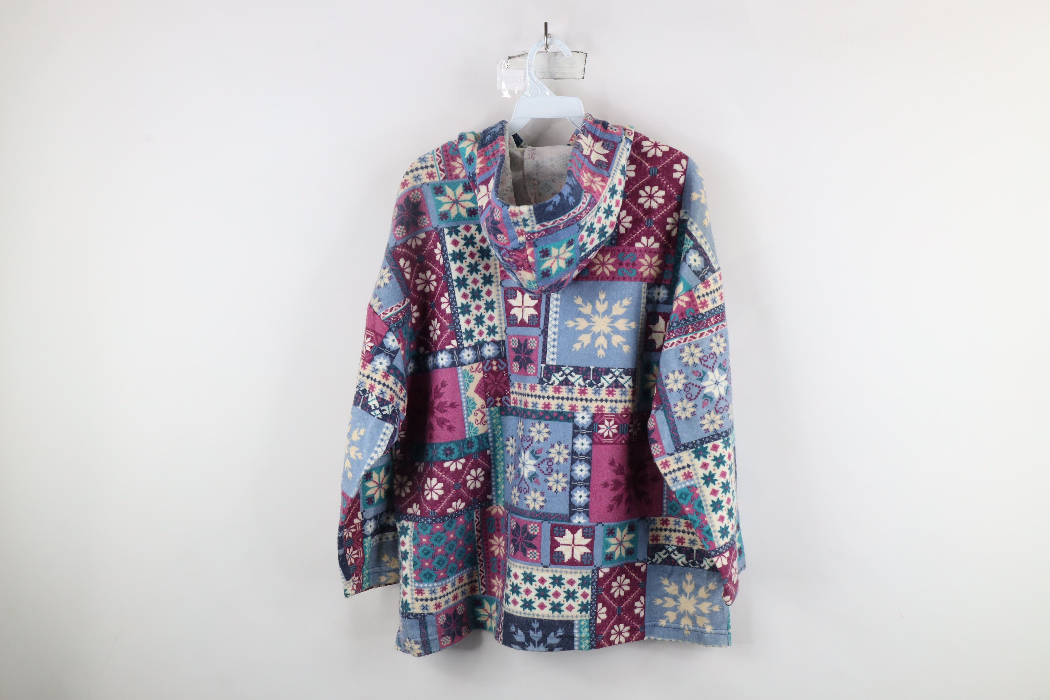 Vintage Vintage 90s Streetwear Snowflake Fair Isle Fleece Hoodie USA Size M / US 6-8 / IT 42-44 - 8 Thumbnail