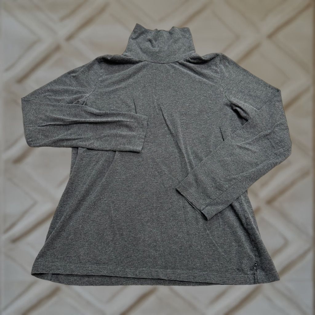 Liz Claiborne Liz Claiborne Shirt Womens Small Drak Gray Turtleneck Long Sleeve Cotton Stretch Size S / US 4 / IT 40 - 1 Thumbnail