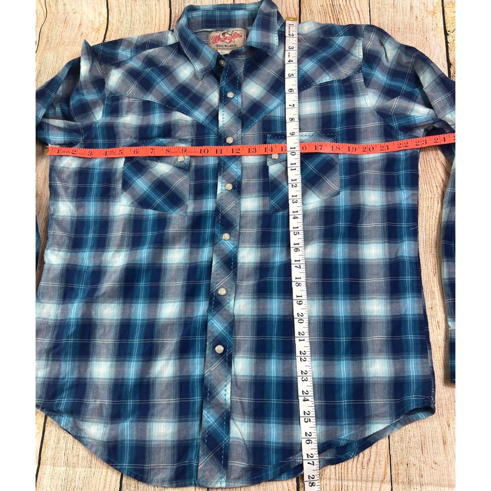 Wrangler VINTAGE Wrangler Shirt Western American Cowboys Pearl Snap Button Blue Large Mens Long Sleeve Button-Up Flannel Western Theme Size US L / EU 52-54 / 3 - 5 Thumbnail