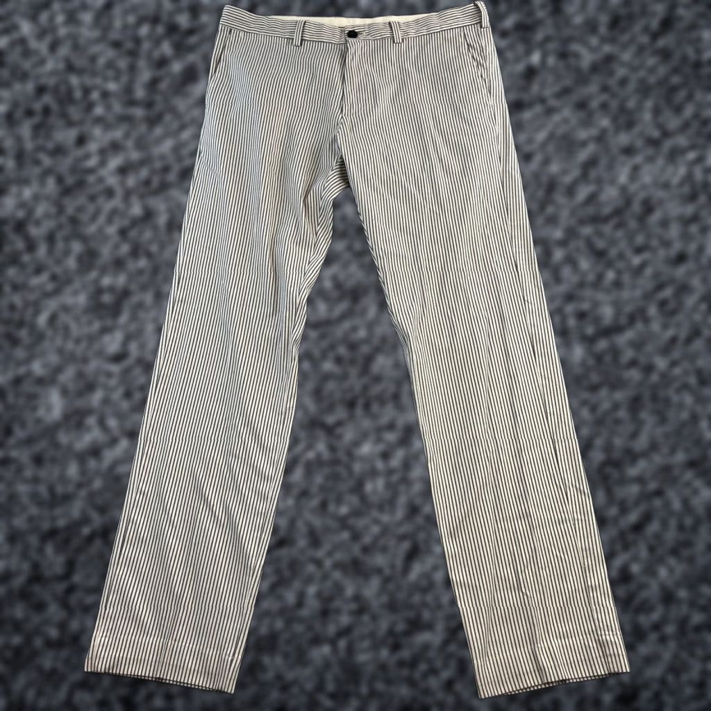 Brooks Brothers VINTAGE Brooks Brothers Red Fleece Pants Mens 35x34 White Navy Striped Classic Size US 35 - 1 Thumbnail