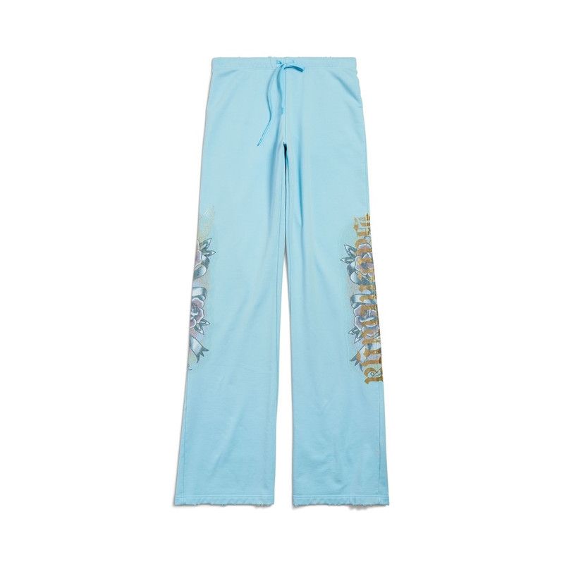 Balenciaga o1tr1nto0426 Tacky Tattoo Flared Sweatpants in Light Blue Size 25" / US 0 / IT 36 - 1 Thumbnail