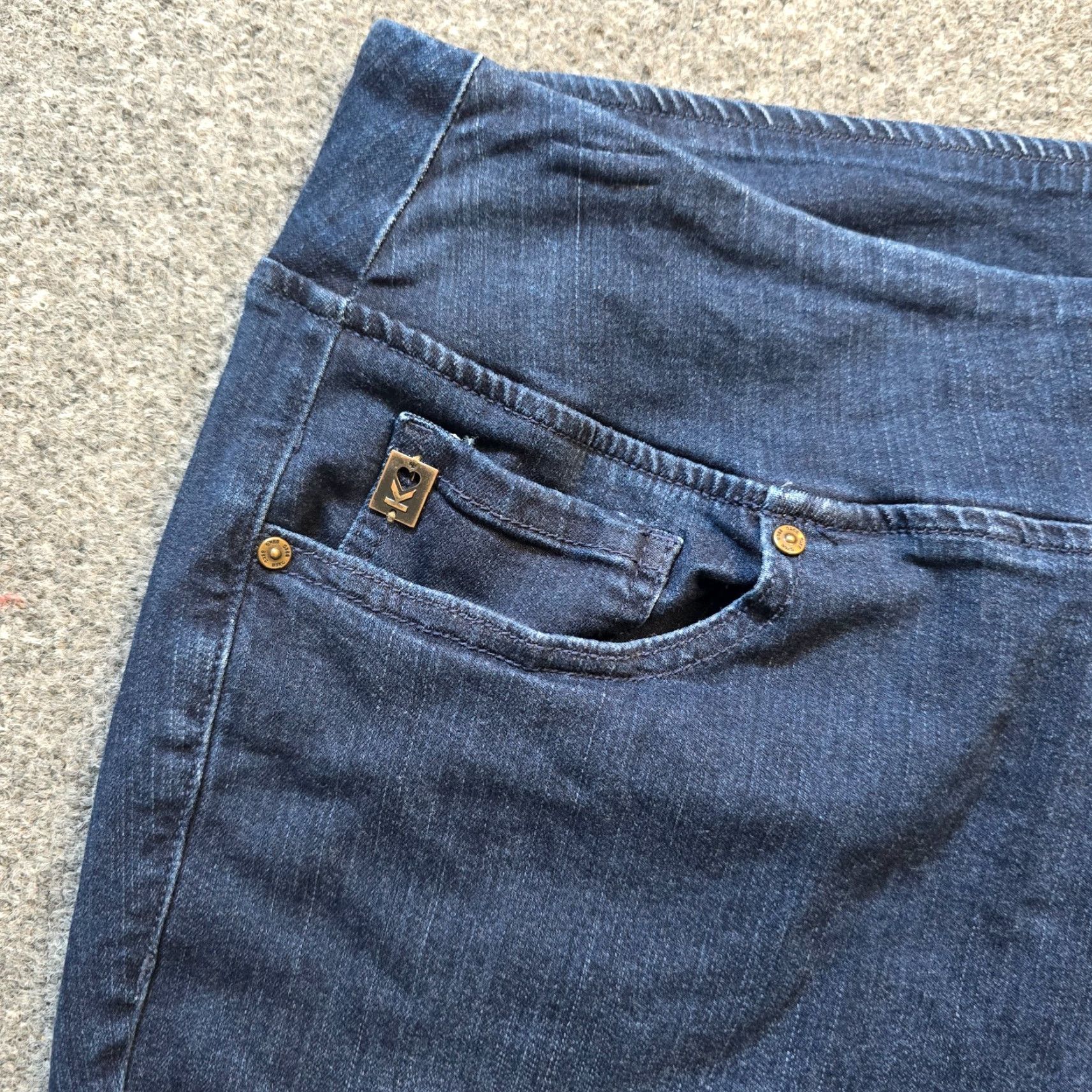 Vintage Belle Kim Gravel Jeans Womens Size 18 Blue Denim Flare Leopard Pull On Casual Size 40" / US 18 - 3 Thumbnail