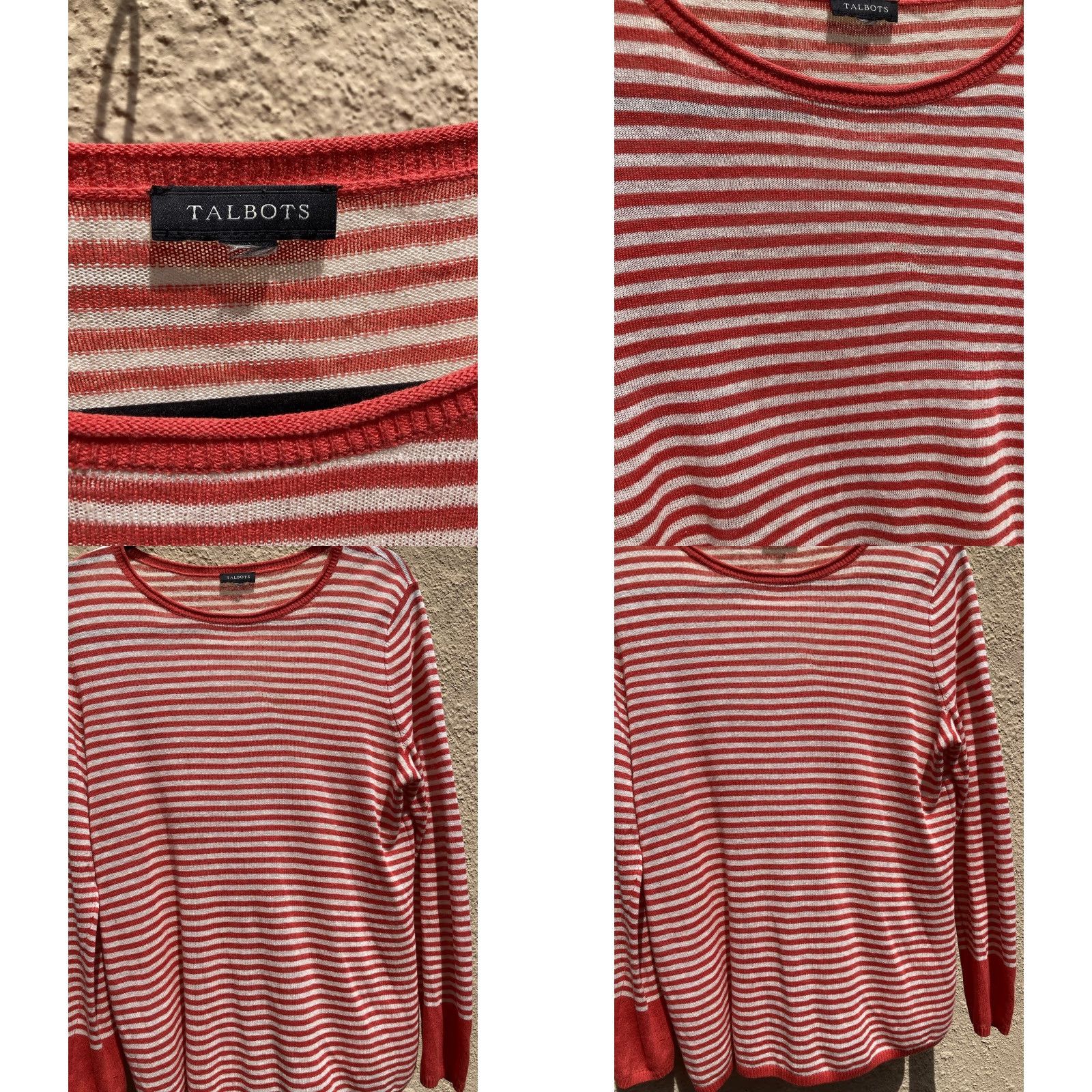 Talbots VINTAGE Women's Talbots Sweater Orange Striped NO TAGS Crew Vibrant Fall Linen Light Size XL / US 12-14 / IT 48-50 - 8 Thumbnail