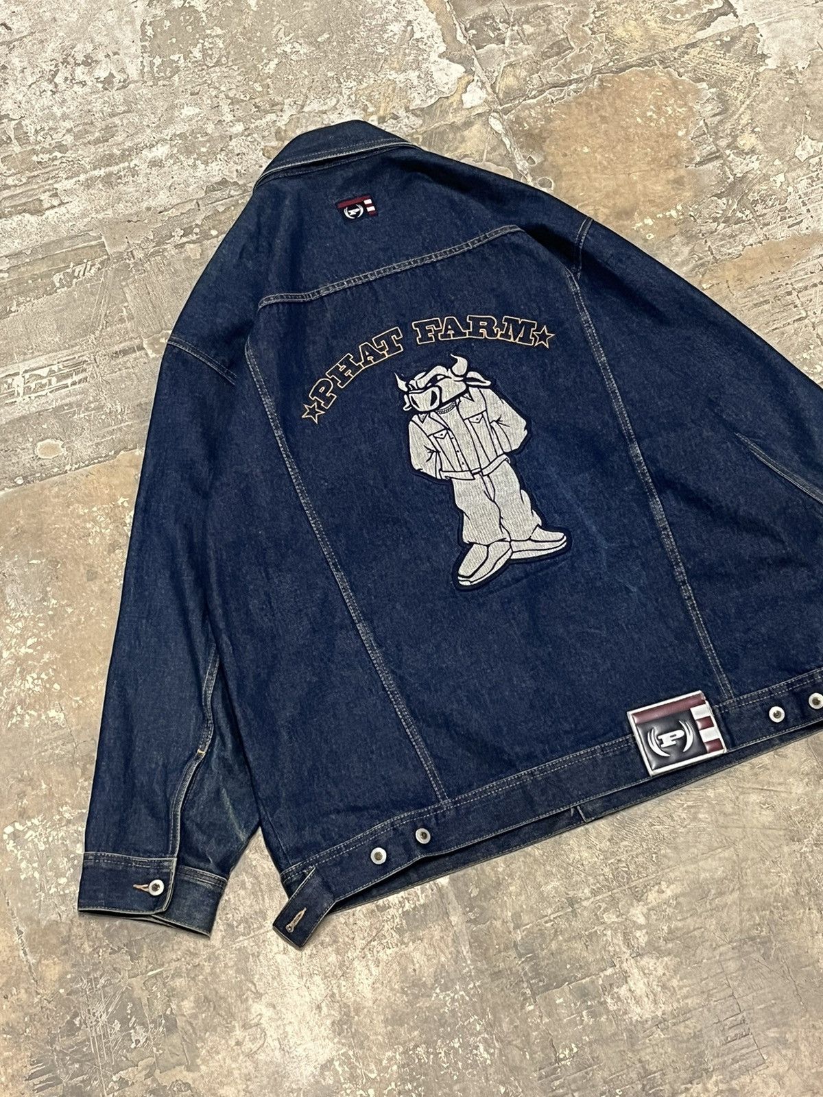 Japanese Brand Phat Farm Streetwear Crazy rare y2k phat farm denim trucker jacket Grailed