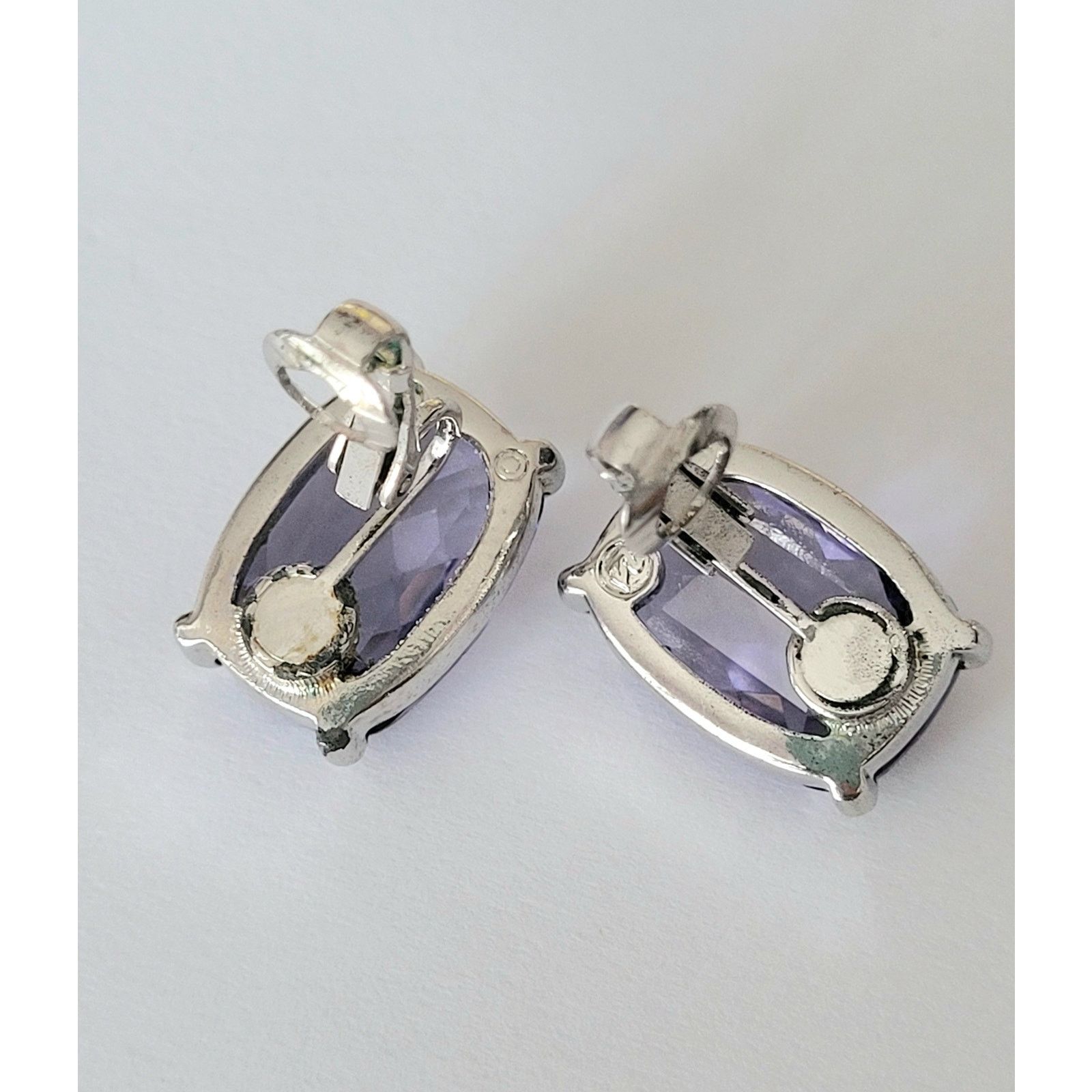 Swarovski Swarovski Crystal Earrings Tanzanite Purple Silver Clip Size ONE SIZE - 9 Thumbnail