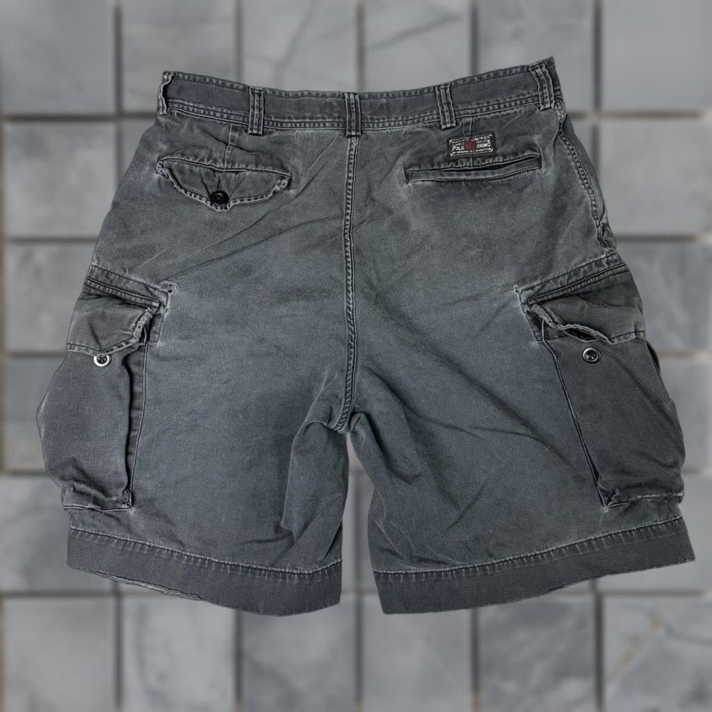Polo Ralph Lauren VINTAGE Polo Ralph Lauren Cargo Shorts Mens 35 Gray Distressed 90s Relaxed Cotton Canvas Button Front Pockets 9in Inseam Noble Casual Size US XS / EU 42 / 0 - 1 Thumbnail