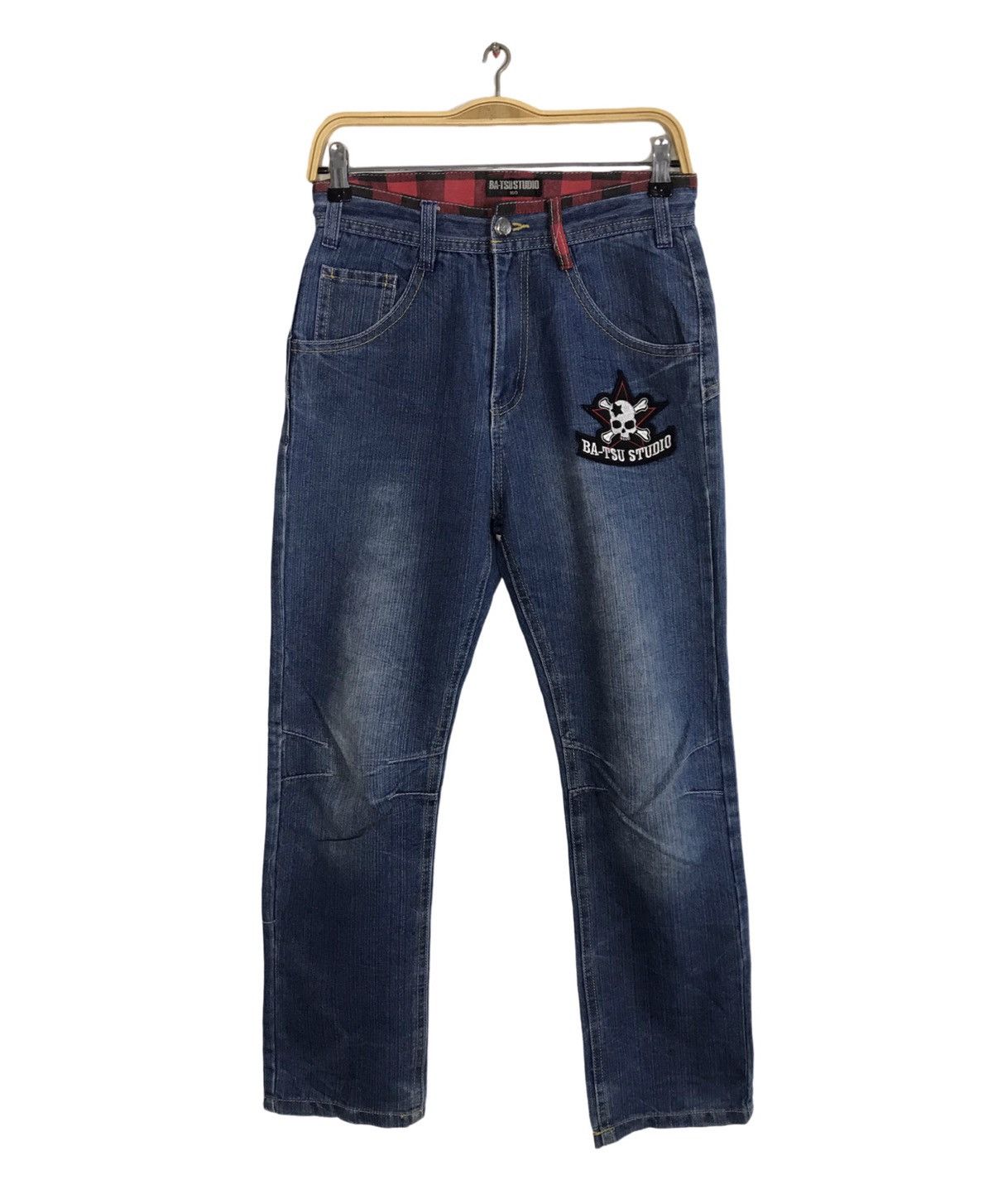 Bat-su Studio Indigo Denim Back Chekered Printed