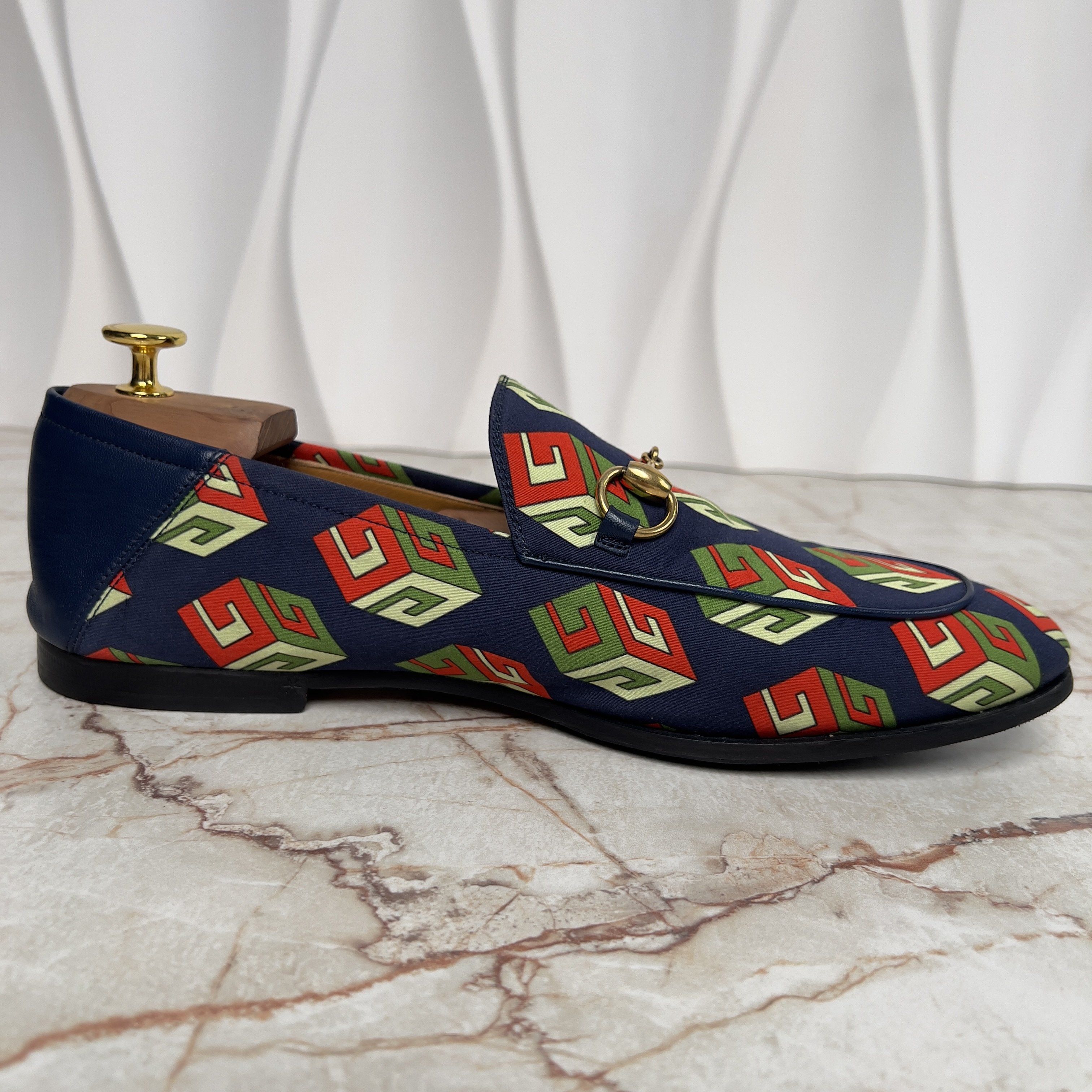 Gucci Canvas Mr. Porter Cube Horsebit Loafers Blue Fabric Size US 8.5 / EU 41-42 - 6 Thumbnail