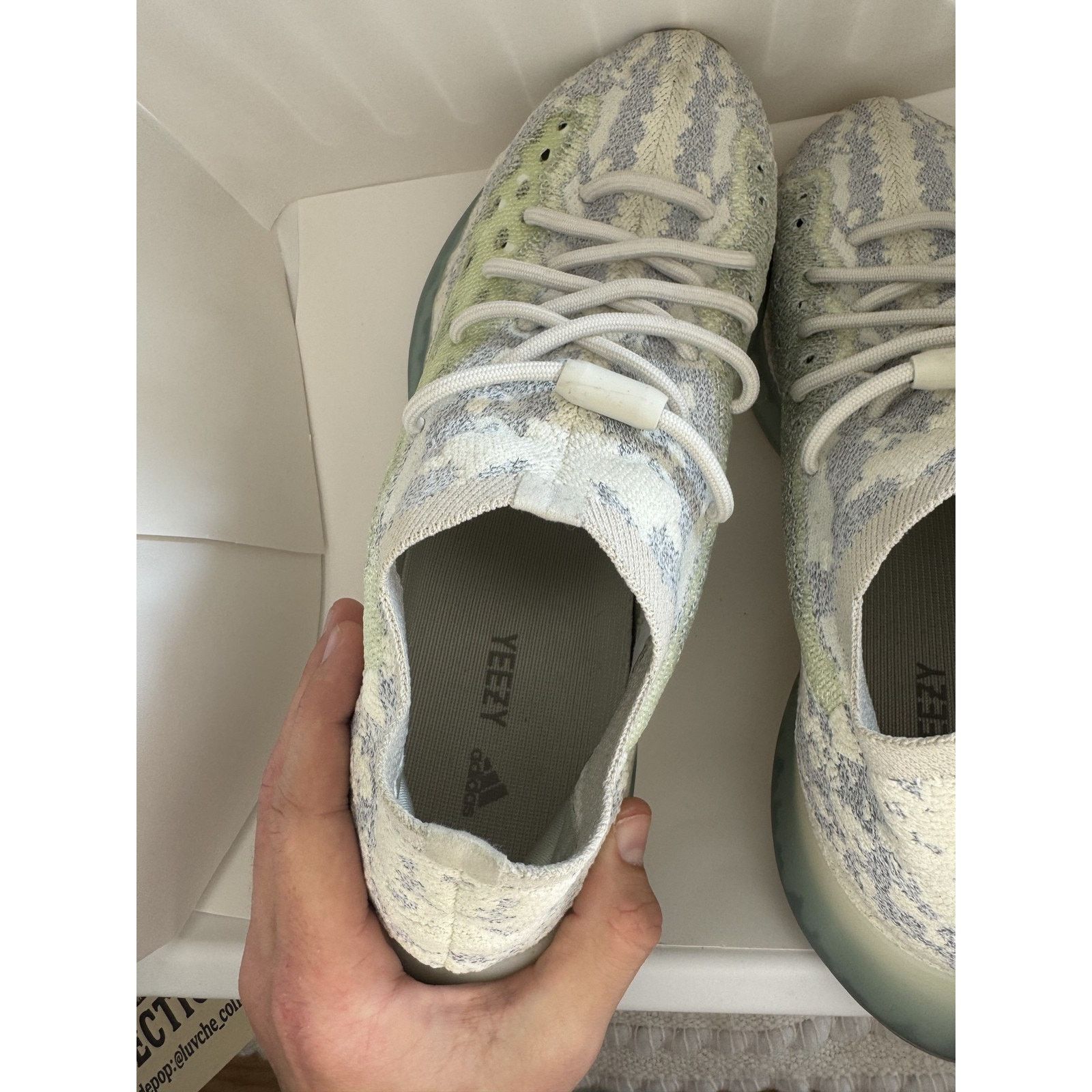 Adidas Adidas Yeezy Boost 380 Shoes Mens Blue Oat Reflective Knit Size US 12 / EU 45 - 8 Thumbnail