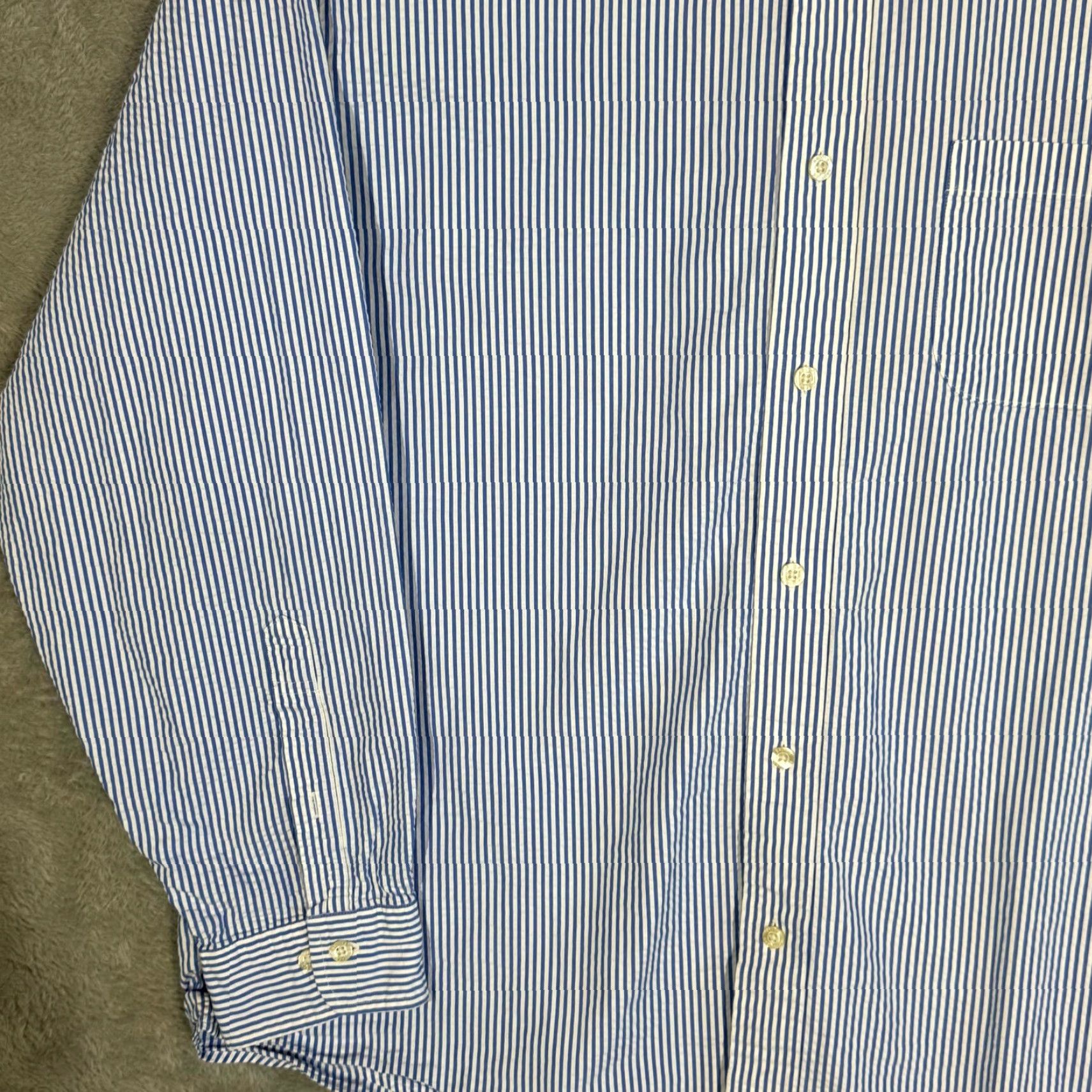 Brooks Brothers VINTAGE Brooks Brothers 1818 Dress Shirt Mens XL Button-Down Cotton Blue White Stripe Shirt Mens XL Blue White Stripe Size 46R - 3 Thumbnail
