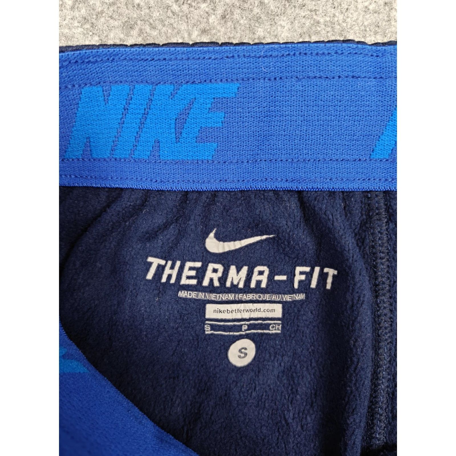 Nike Nike Track Pants Mens Small Blue Therma-FIT Fleece Side Stripe Zip Hem Athletic Size US 29 - 2 Thumbnail