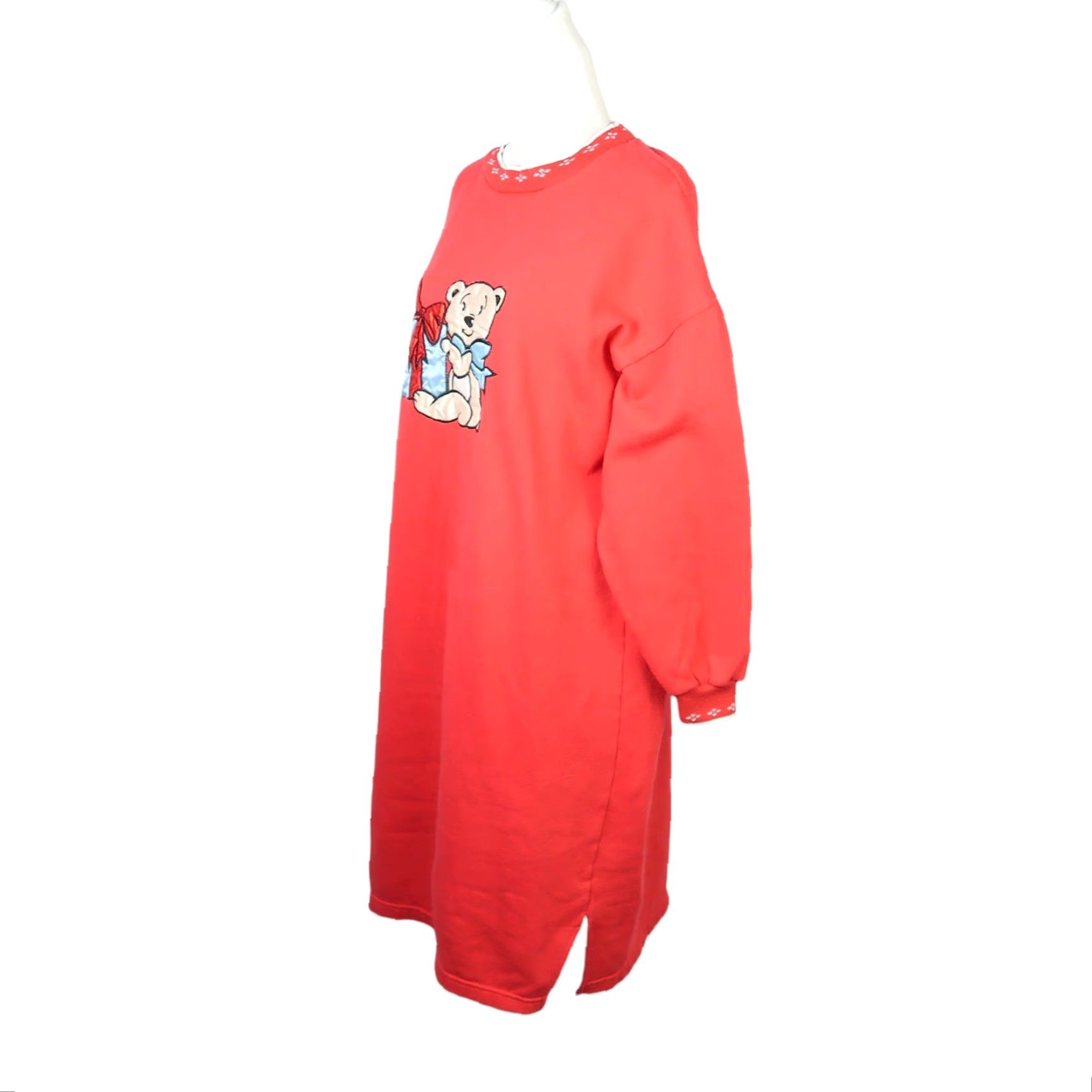 Vintage VINTAGE 90s Red Holiday Teddy Bear Sweatshirt Nightgown Dress S Women Long Sleeve Christmas Cotton Robinson's Size S / US 4 / IT 40 - 3 Thumbnail