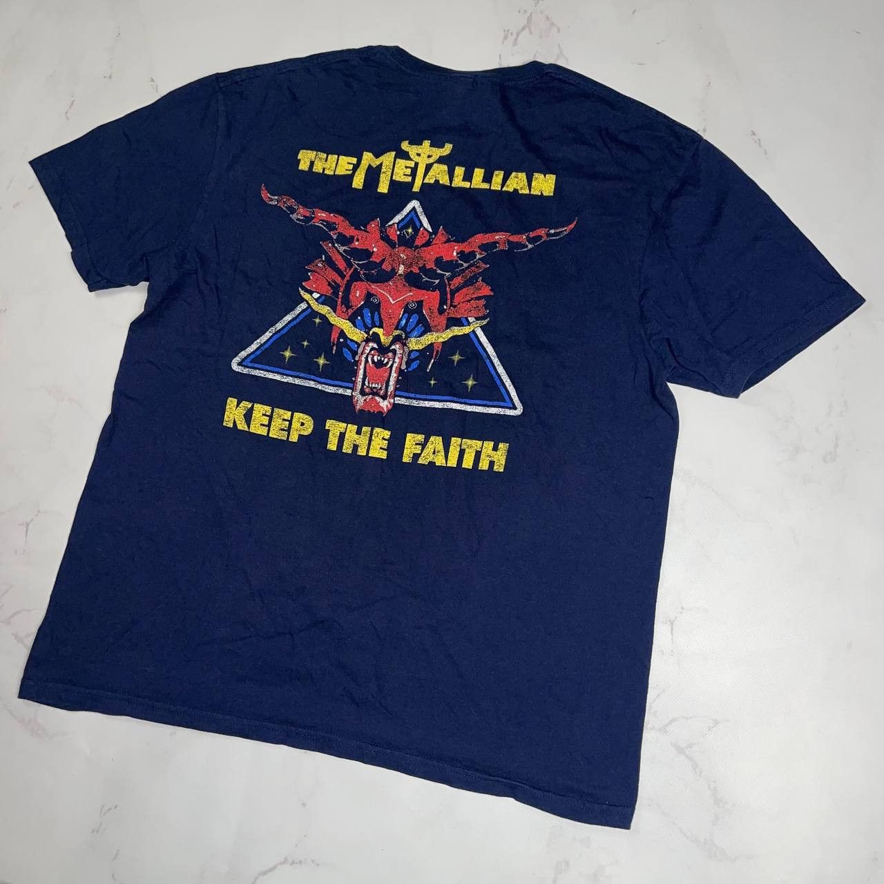 Vintage Band Tees × Vintage Defenders of The Faith Sz L Navy Tee Size US L / EU 52-54 / 3 - 10 Thumbnail