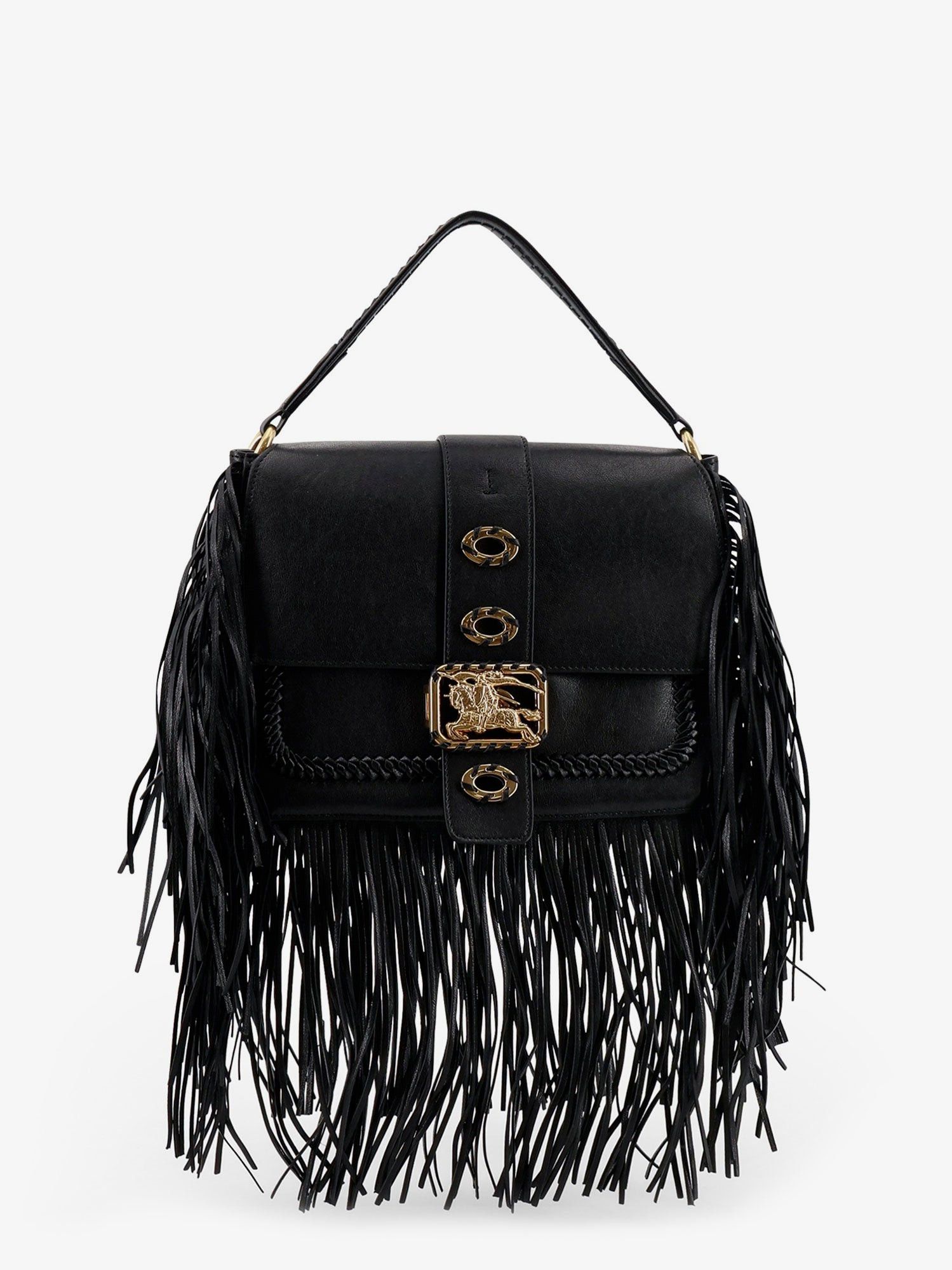 Burberry Rider Leather Shoulder Bag With Fringed Edges Size ONE SIZE - 1 Thumbnail