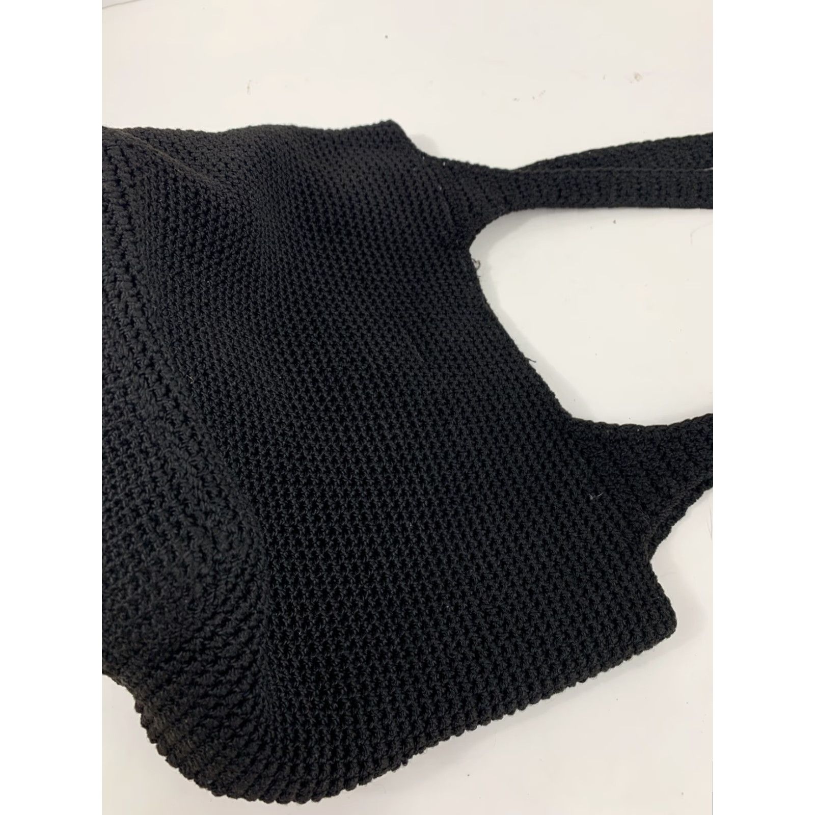 The Sak The Sak Crochet Woven Bucket Bag Purse Black Fabric Hobo Shoulder Bag, 13x9, Bohemian Hippie Handbag Womens Medium Size ONE SIZE - 3 Thumbnail
