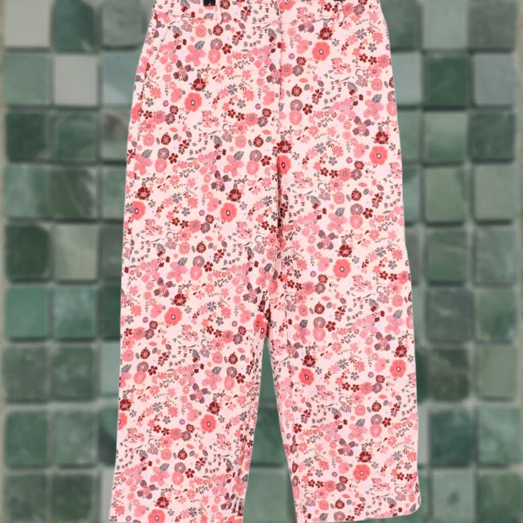 Lulus Lulus Women's Bloom into Spring Blush Floral Jacquard Wide-Leg Pants XL Red Floral Wide-Leg Pants Women XL Size 40" / US 18 - 1 Thumbnail