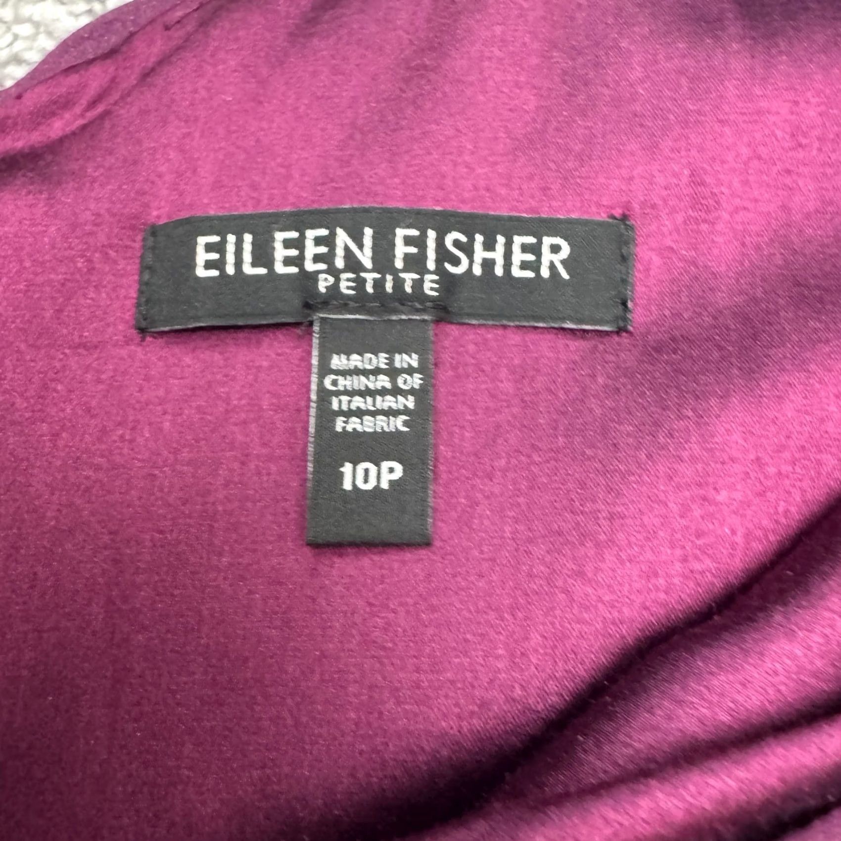 Eileen Fisher Eileen Fisher Ruched Sheath Dress Womens 10P Purple Sleeveless V-Neck Lined Knee Length Petite Size L / US 10 / IT 46 - 5 Thumbnail