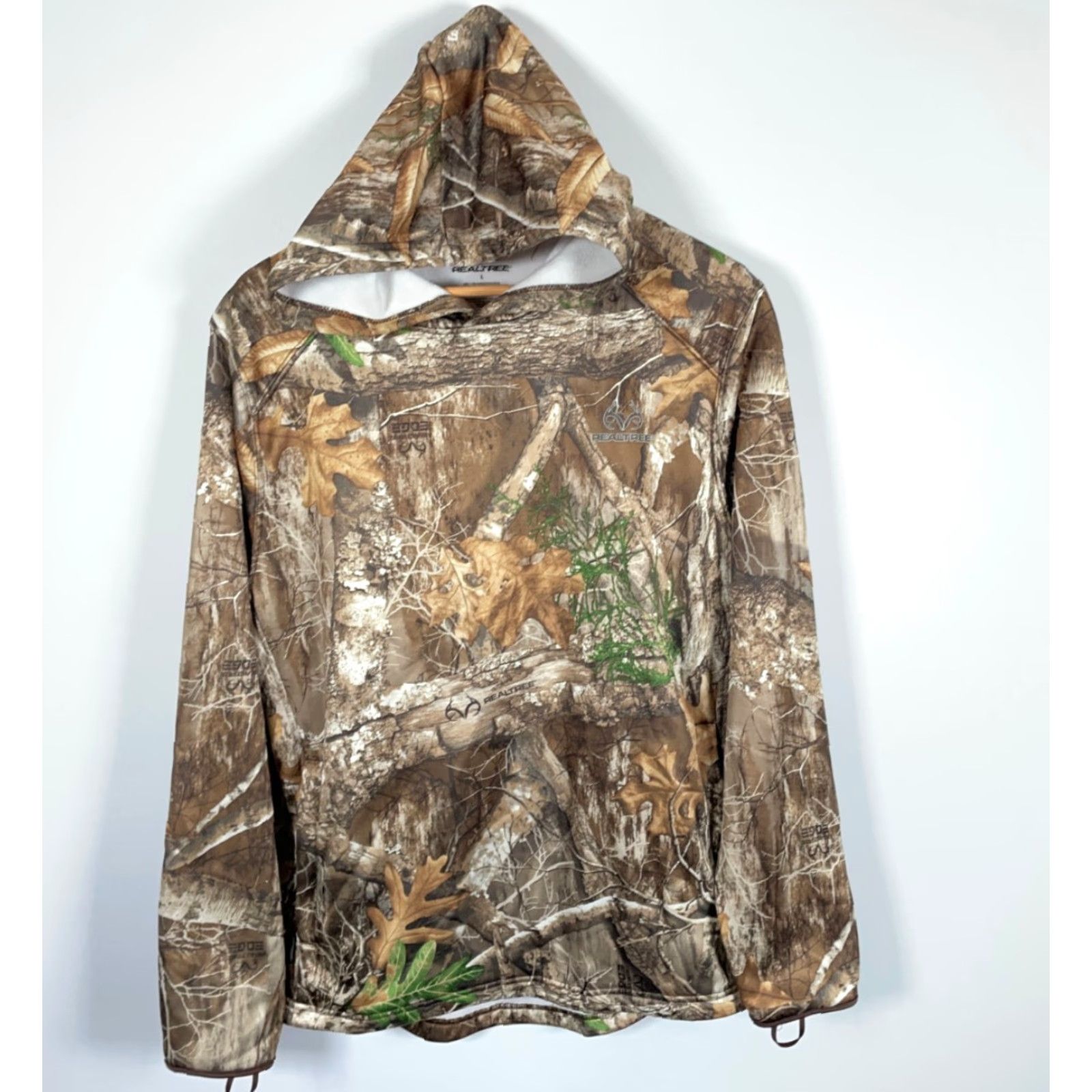 Realtree Realtree Camouflage Hoodie Men's Large Brown Pullover Polyester Fleece Hooded Camping Outdoor Nature Logo Shirt Mens Size US L / EU 52-54 / 3 - 2 Thumbnail