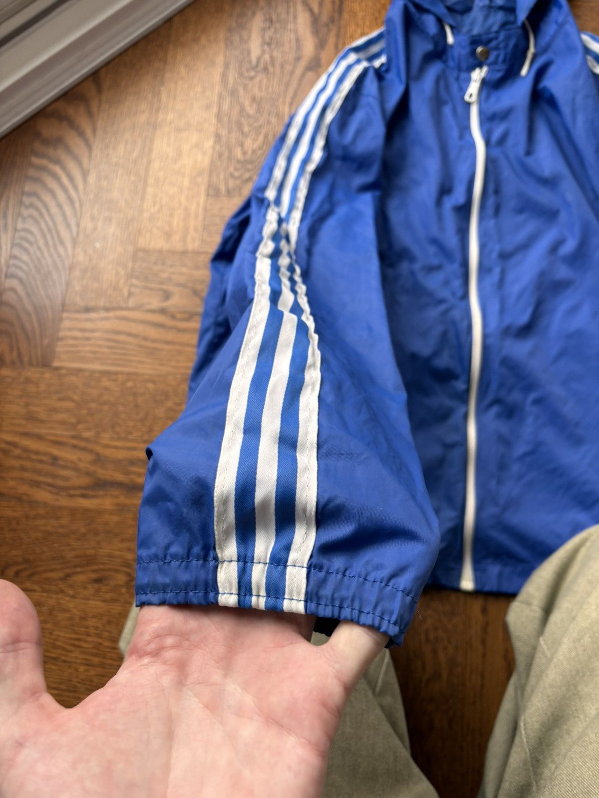 Adidas × Vintage Vintage Adidas Windbreaker Ventex Hooded 3 Stripe Track Jack Size US S / EU 44-46 / 1 - 4 Thumbnail