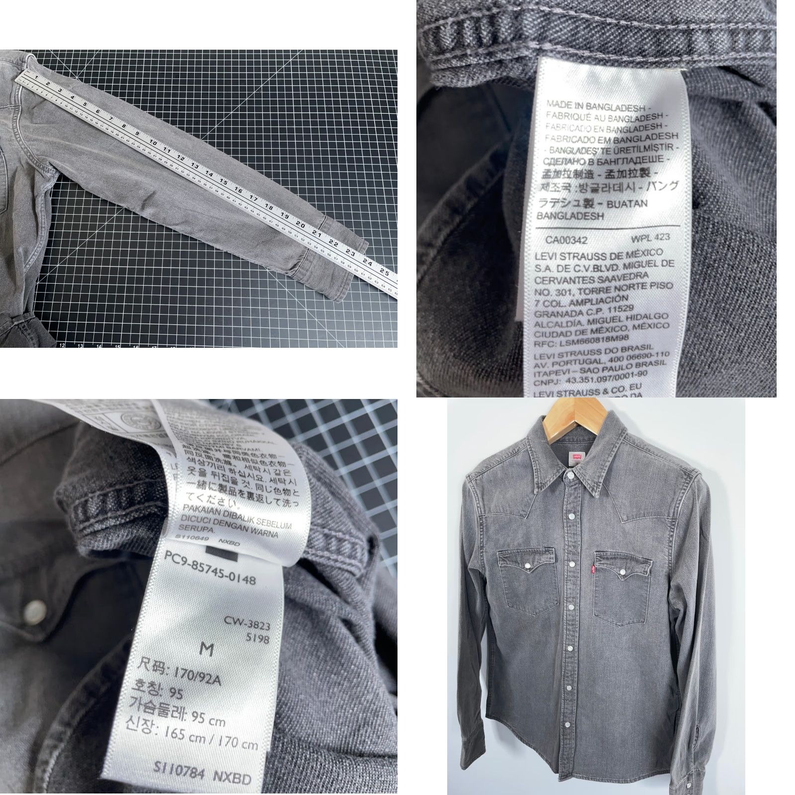Levi's Levi's Denim Western Shirt Men Medium Gray Pearl Snap Buttons Casual Workwear 90s Grunge Western Button-Up Regular Fit Size US M / EU 48-50 / 2 - 8 Thumbnail