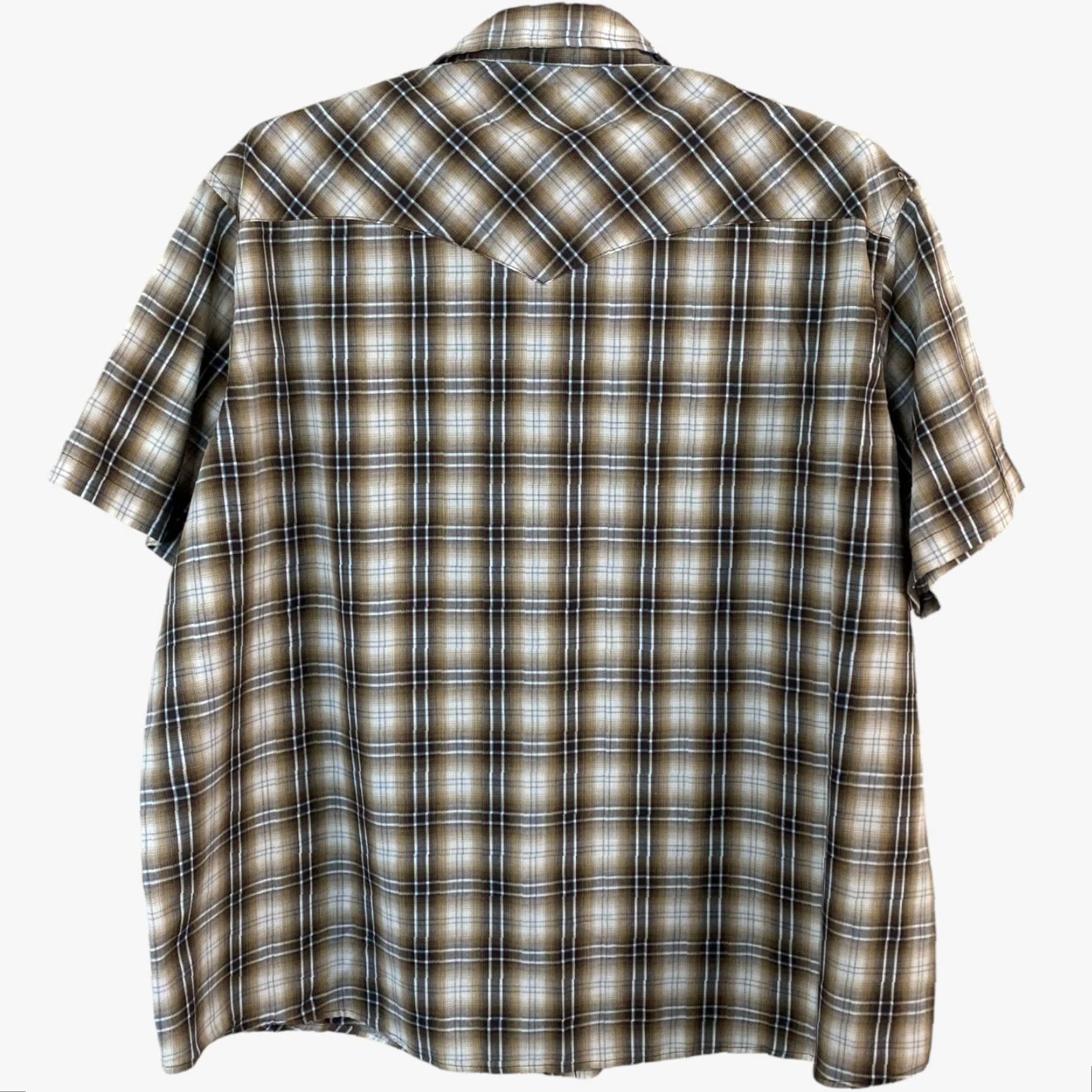 Wrangler Wrangler Western Pearl-Snap Shirt Brown Plaid Men's 3XL Short-Sleeve Button-Up Shirts Men’s 3XL Western Size US XXL / EU 58 / 5 - 3 Thumbnail