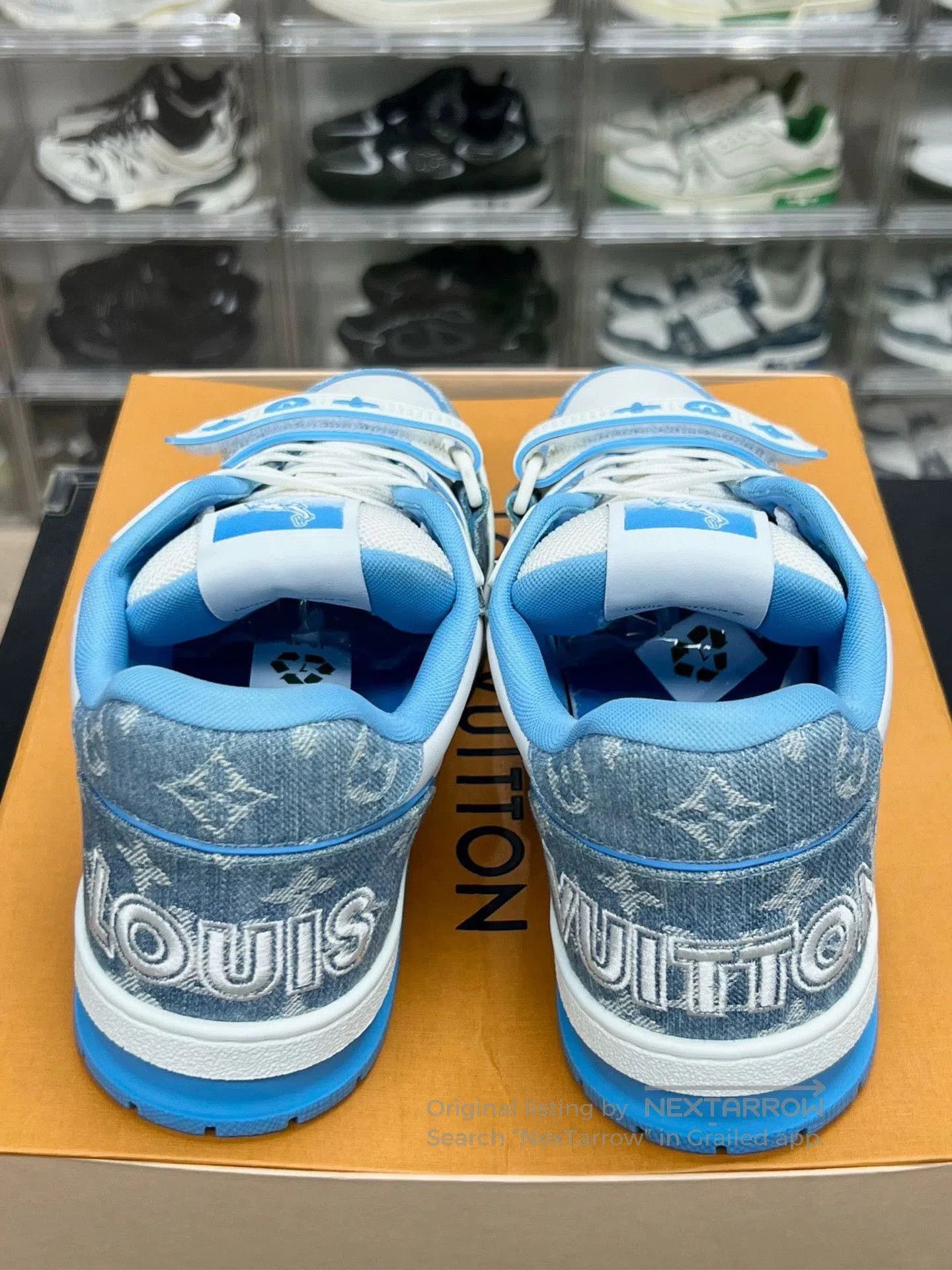 Louis Vuitton lv trainer white blue sneakers UK7.5. Size US 8 / EU 41 - 7 Thumbnail
