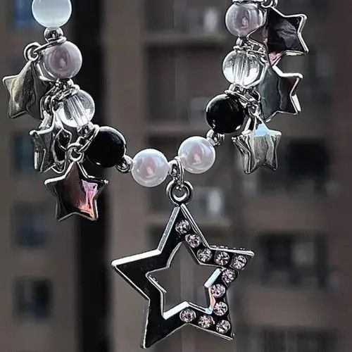 Jewelry × Vintage Elegant Star Zircon Beaded Pendant Necklace Size ONE SIZE - 3 Thumbnail