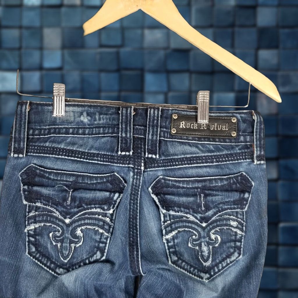 Vintage VINTAGE Rock Revival Women's Jeans Skinny Dark Blue Denim Stretch 26 Debbie Low Rise Fall Winter Girls Size 28" / US 6 / IT 42 - 1 Thumbnail