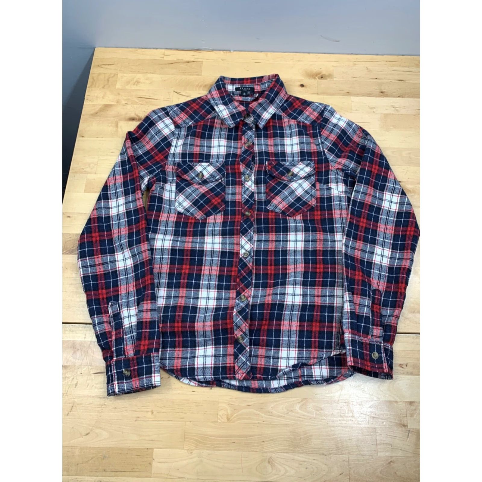 Vintage VINTAGE Fiore Flannel Shirt Womens S Red Blue Plaid 100% Cotton Thick Warm #7535 Size S / US 4 / IT 40 - 2 Thumbnail