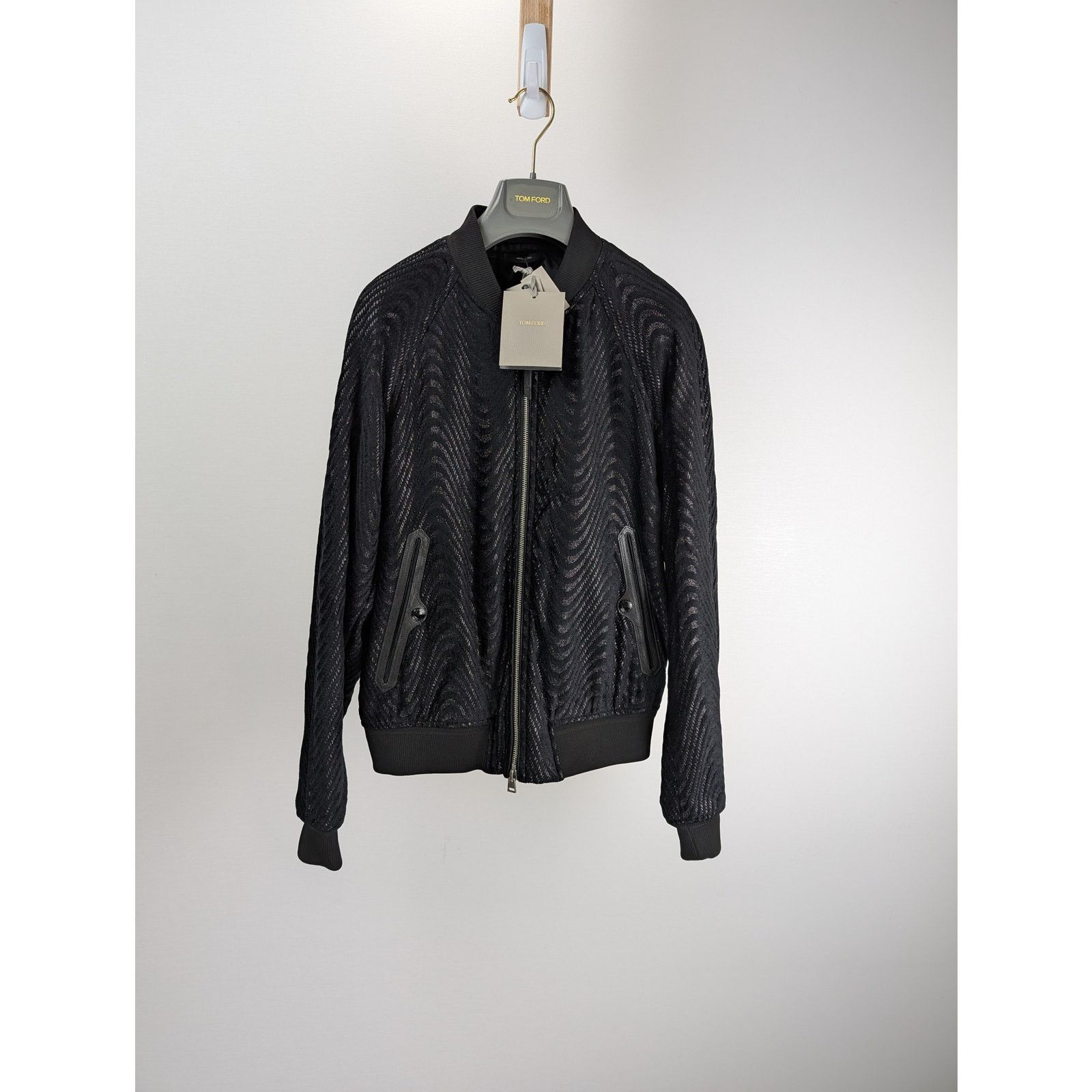 Tom Ford o1rshd1 Wave Jacquard Bomber Jacket in black 48 Size US M / EU 48-50 / 2 - 1 Thumbnail