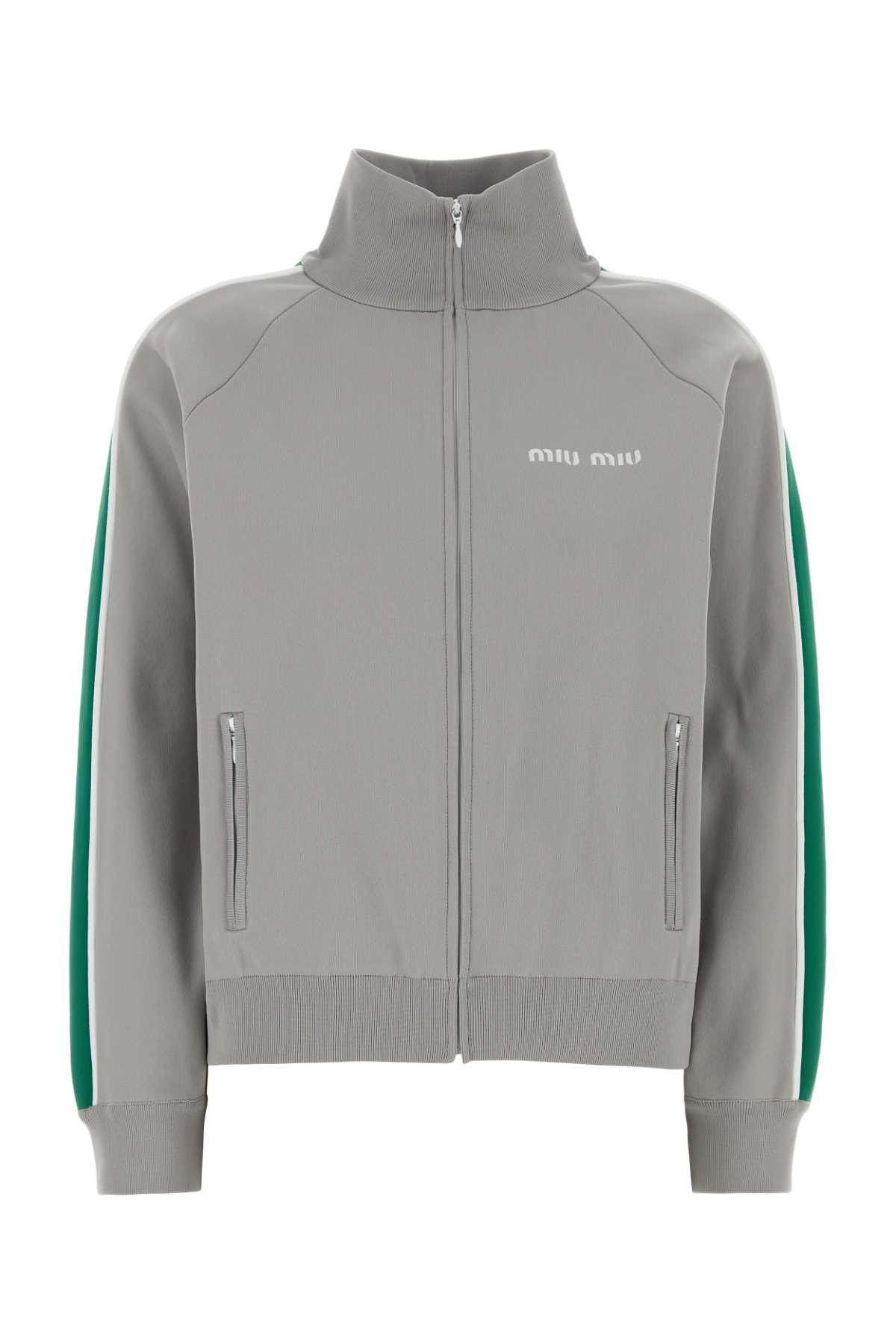 Miu Miu Light Grey Tech Fabric Sweatshirt Size M / US 6-8 / IT 42-44 - 1 Thumbnail