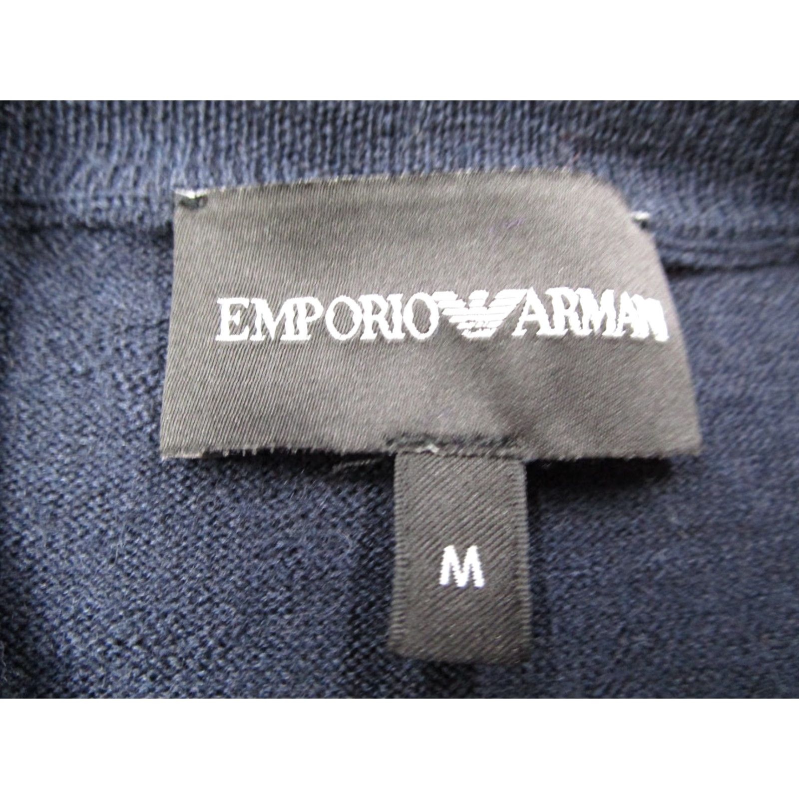 Emporio Armani VINTAGE Emporio Armani Sweater Mens Medium Blue Wool Crew Neck Knit Pullover Logo Classic Casual Size US M / EU 48-50 / 2 - 2 Thumbnail