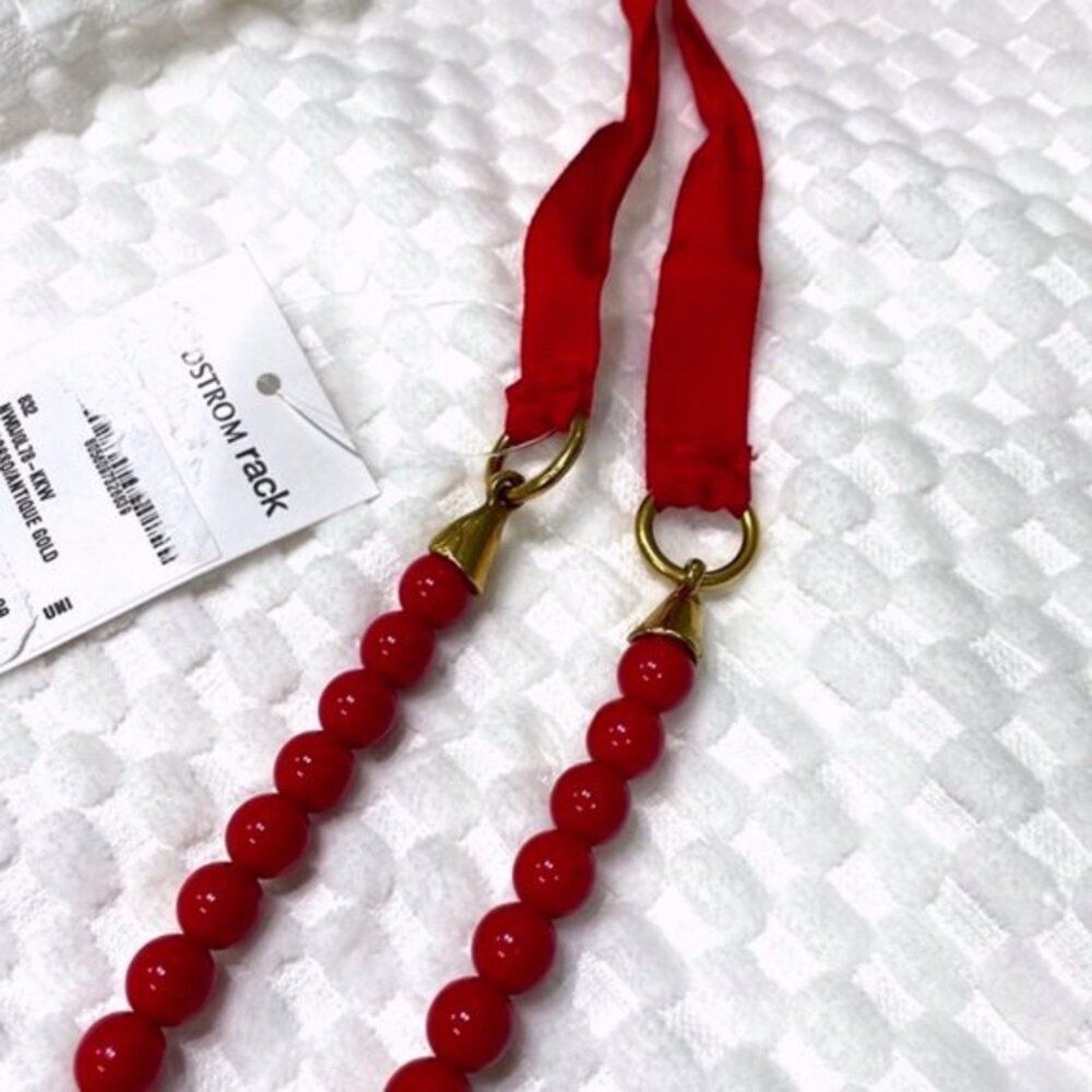Valentino Valentino red Ribbon Tie Beaded Pendant Necklace Size ONE SIZE - 6 Thumbnail