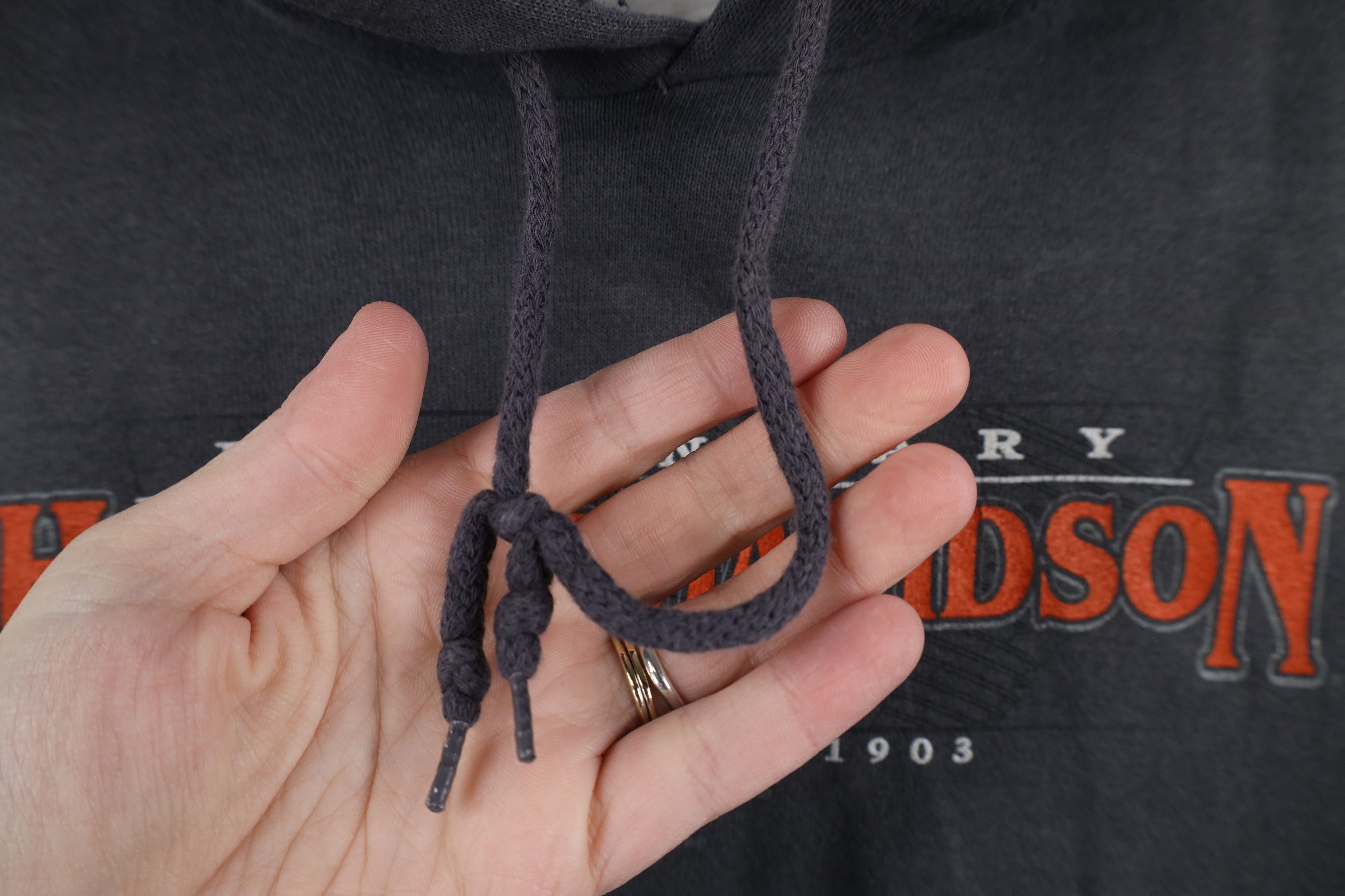 Harley Davidson × Vintage Vintage Y2K Harley Davidson Spell Out Hoodie Sweatshirt Gray Size US XL / EU 56 / 4 - 4 Thumbnail
