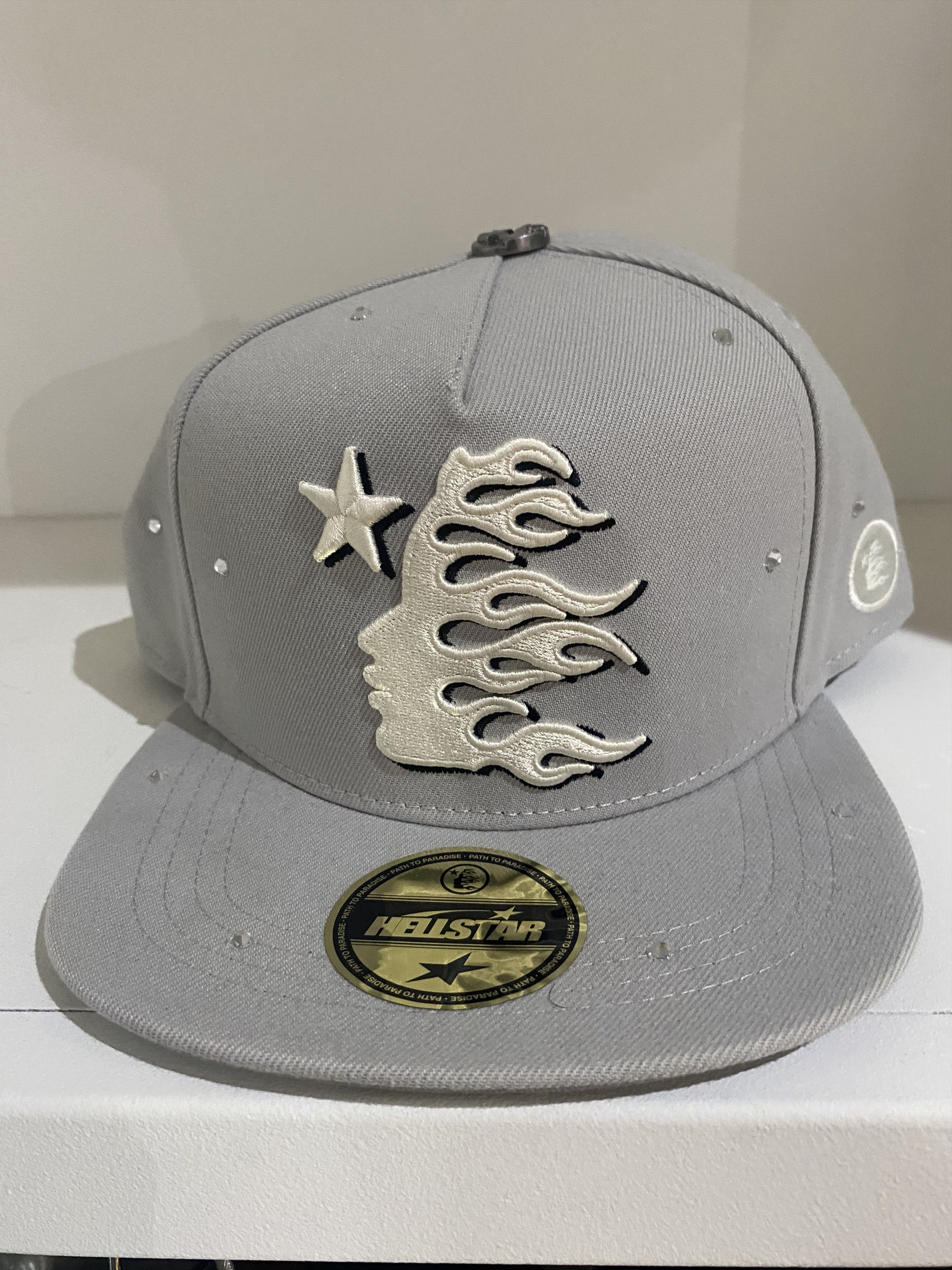 HELLSTAR HELLSTAR FITTED OG LOGO HAT RHINESTONE GREY Size ONE SIZE - 1 Thumbnail