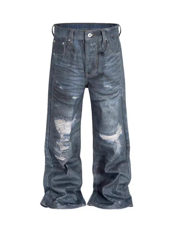 Japanese Brand VIBE Washed street baggy ripped jeans Size US 34 / EU 50 - 5 Thumbnail