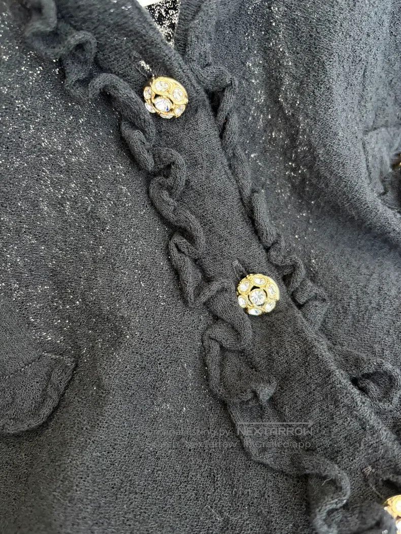 Chanel Chanel Black ruffled sleeve thin cardigan coat Size XS / US 0-2 / IT 36-38 - 3 Thumbnail