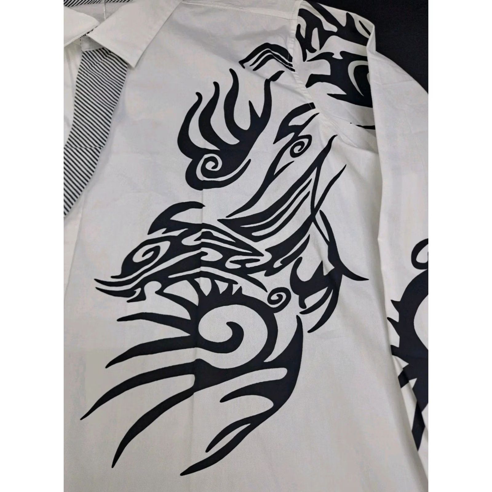 Vintage Coofandy Mens Long Sleeve Button Up Shirt White/Black Graphic Print 2XL #7431 Size US XXL / EU 58 / 5 - 4 Thumbnail