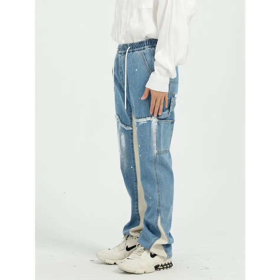 Japanese Brand Retro loose splashed ink color blocked jeans Size US 32 / EU 48 - 5 Thumbnail